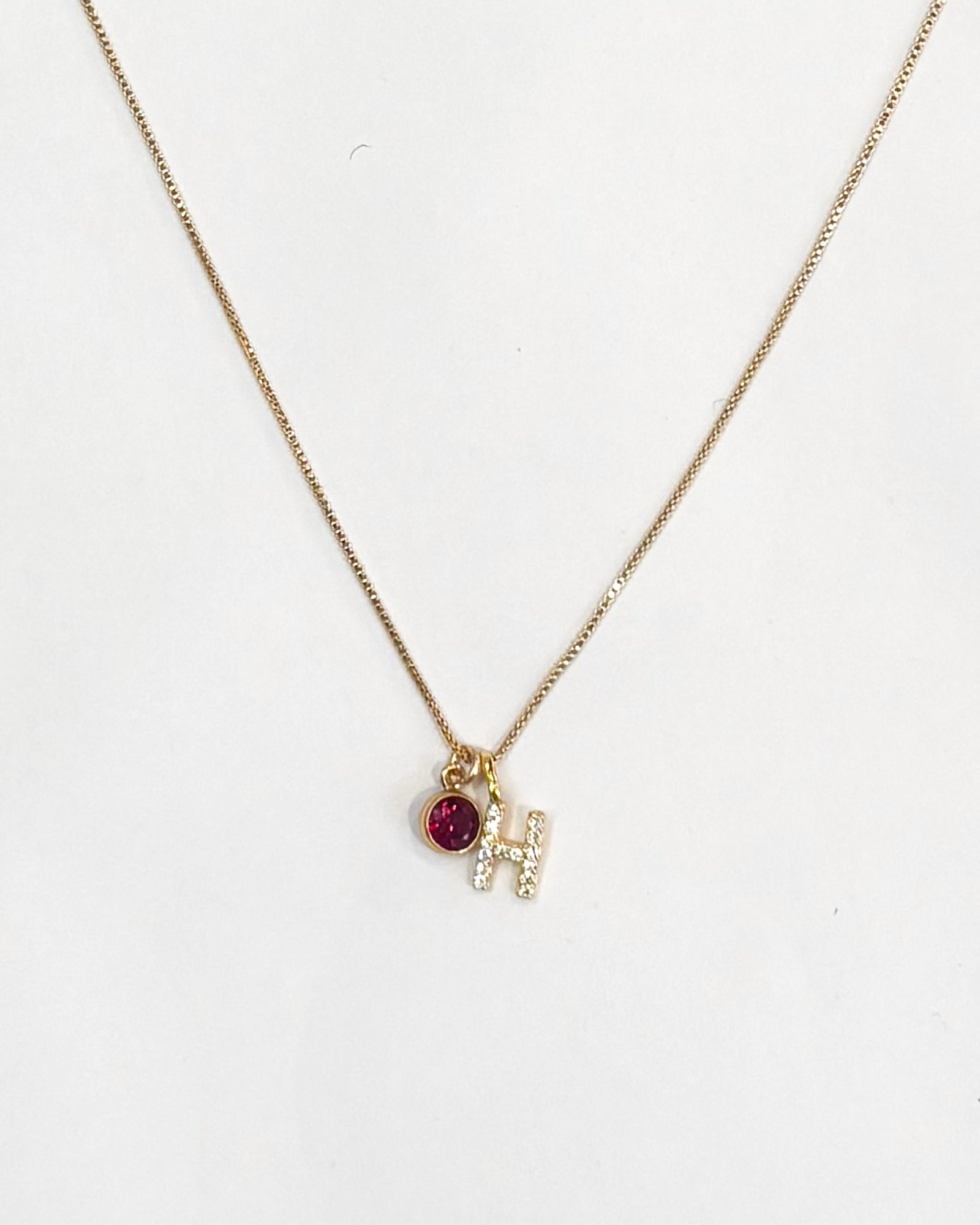 A-Z pave initial with birthstones necklace