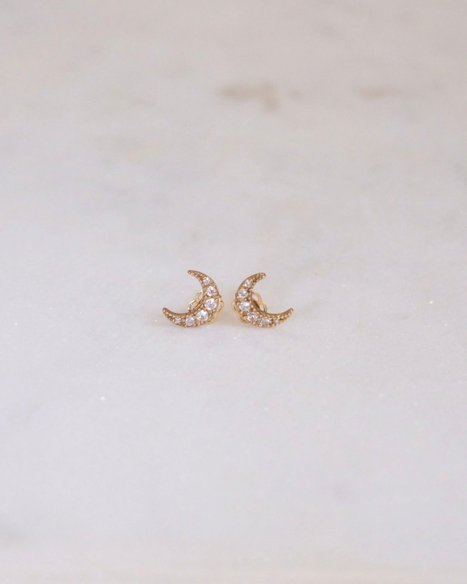14K Solid Gold Crescent Stud Earrings - ERIJEWELRY
