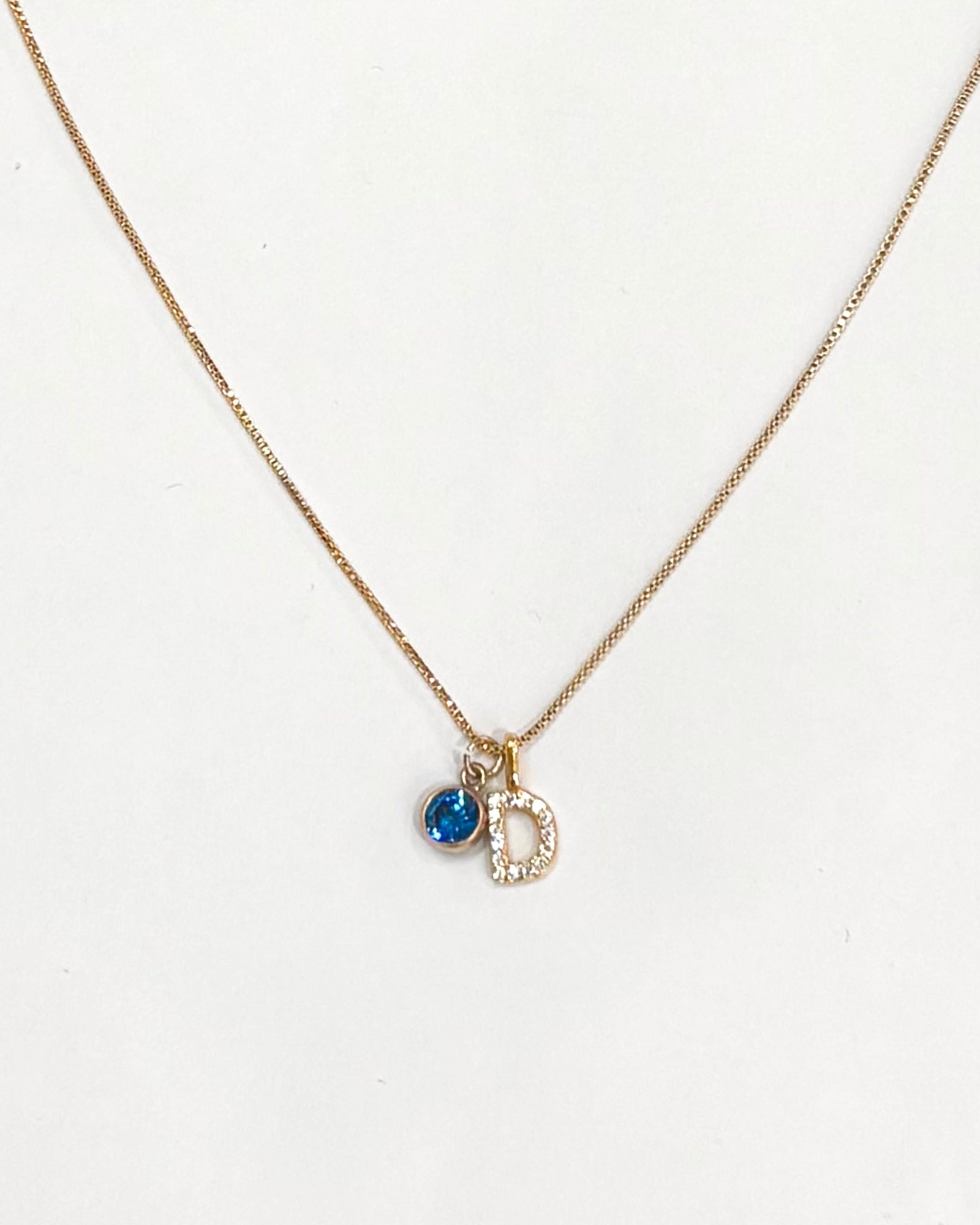 A-Z pave initial with birthstones necklace