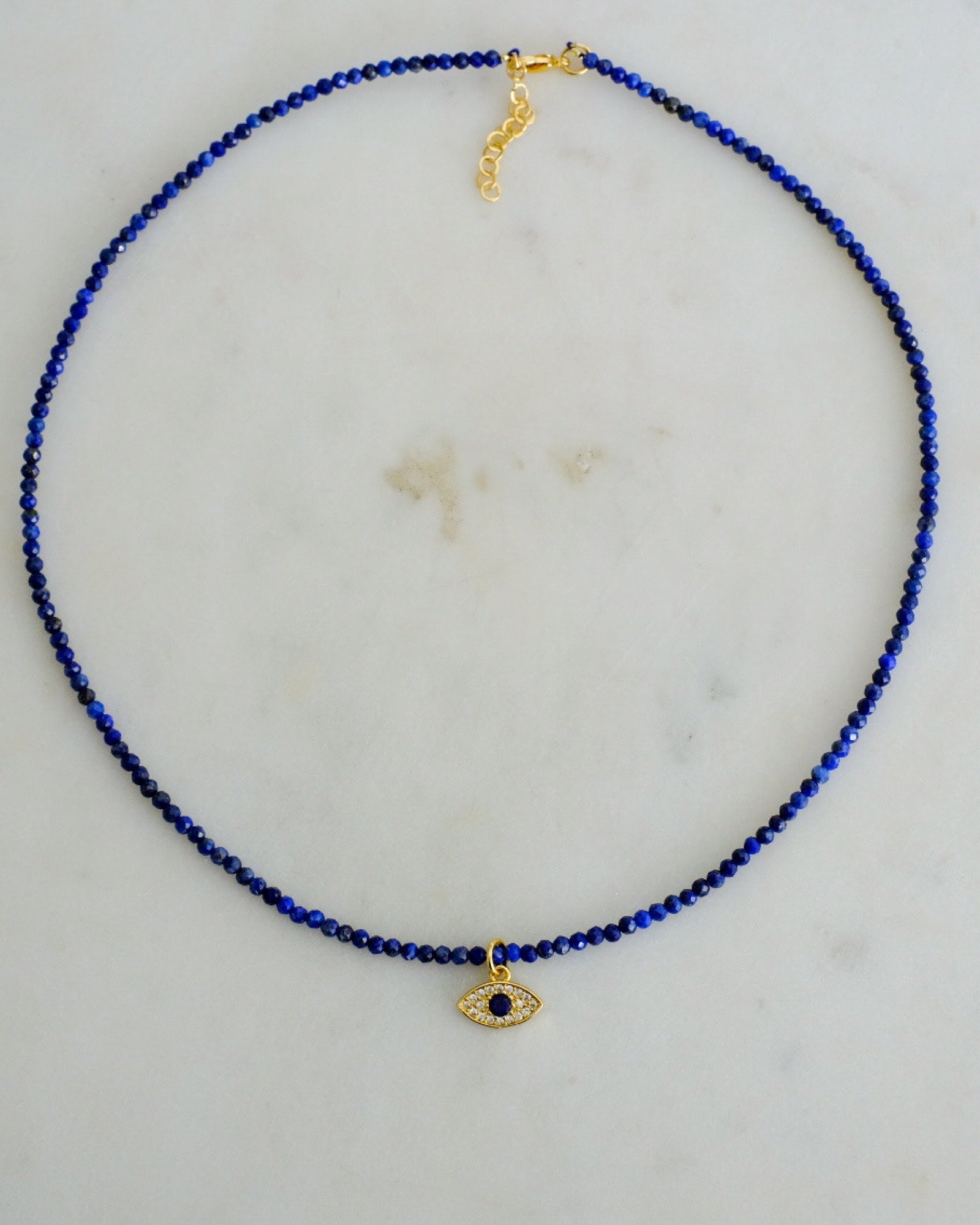 Evil Eye Lapis Beaded Chain