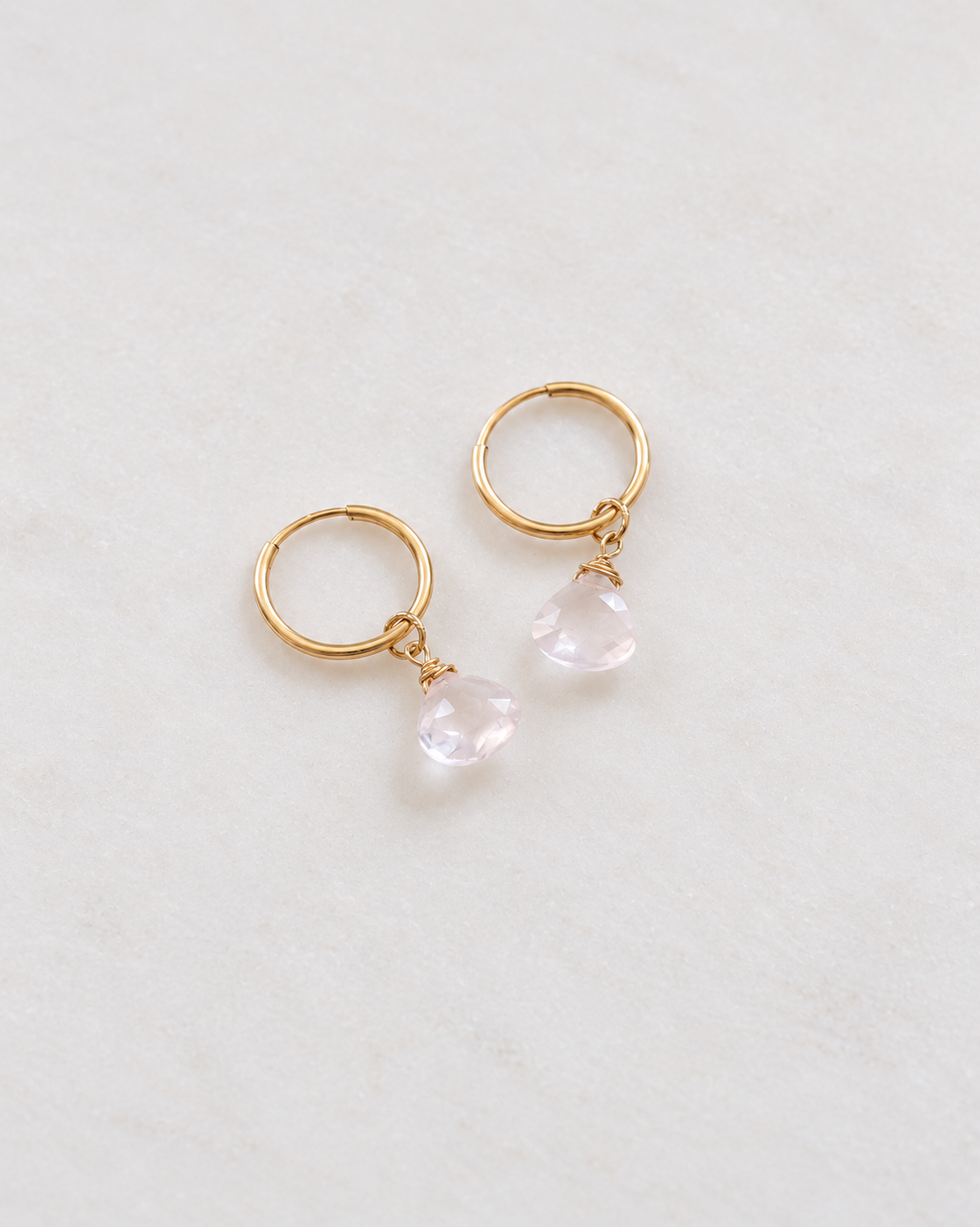 Rose Quartz Mini Infinity Hoops