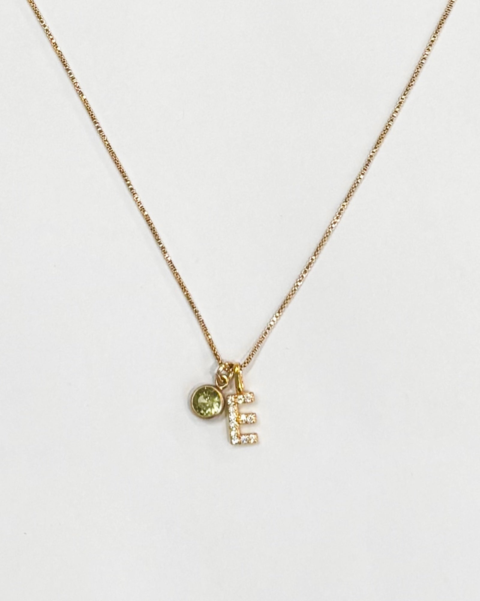 A-Z pave initial with birthstones necklace