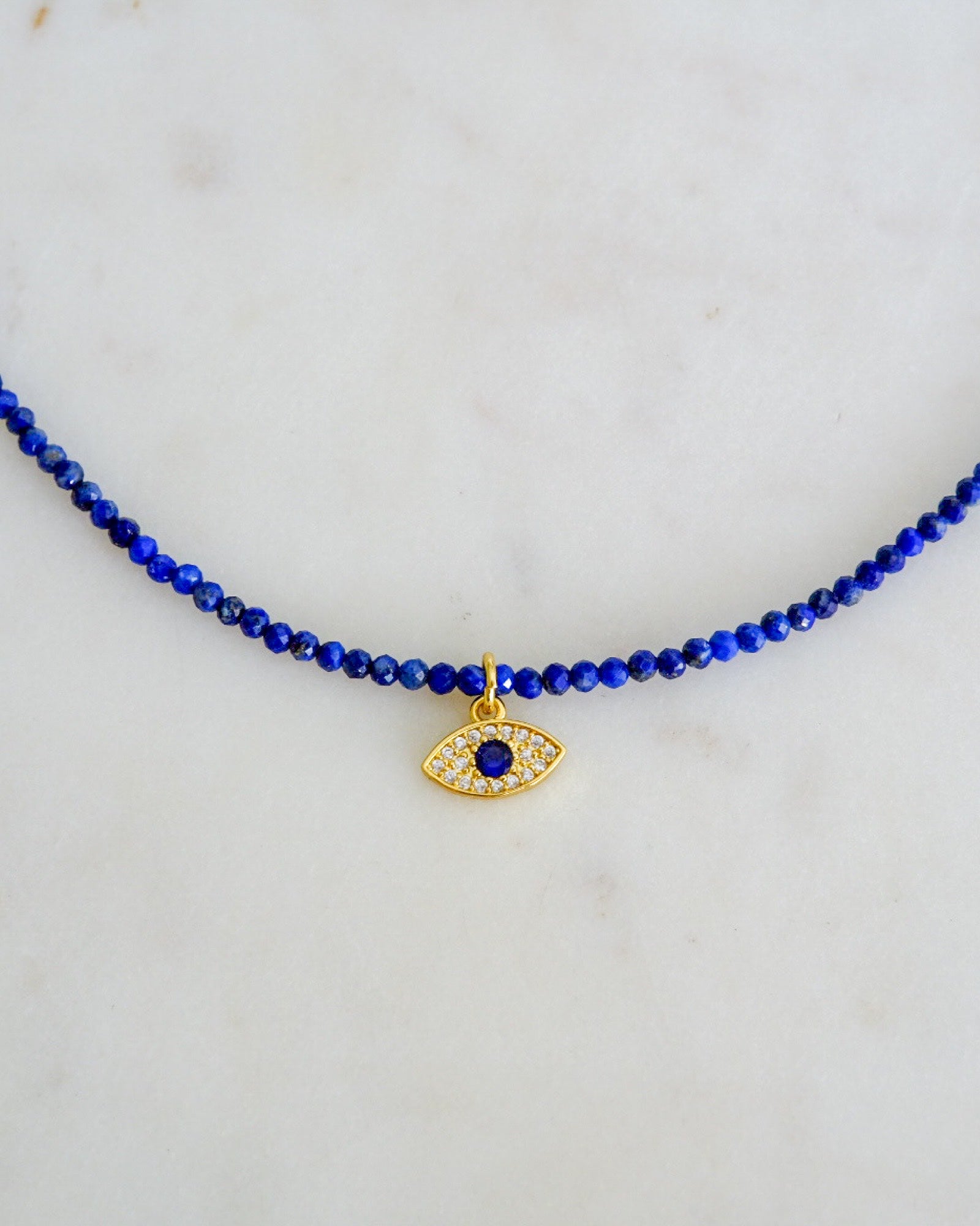 Evil Eye Lapis Beaded Chain