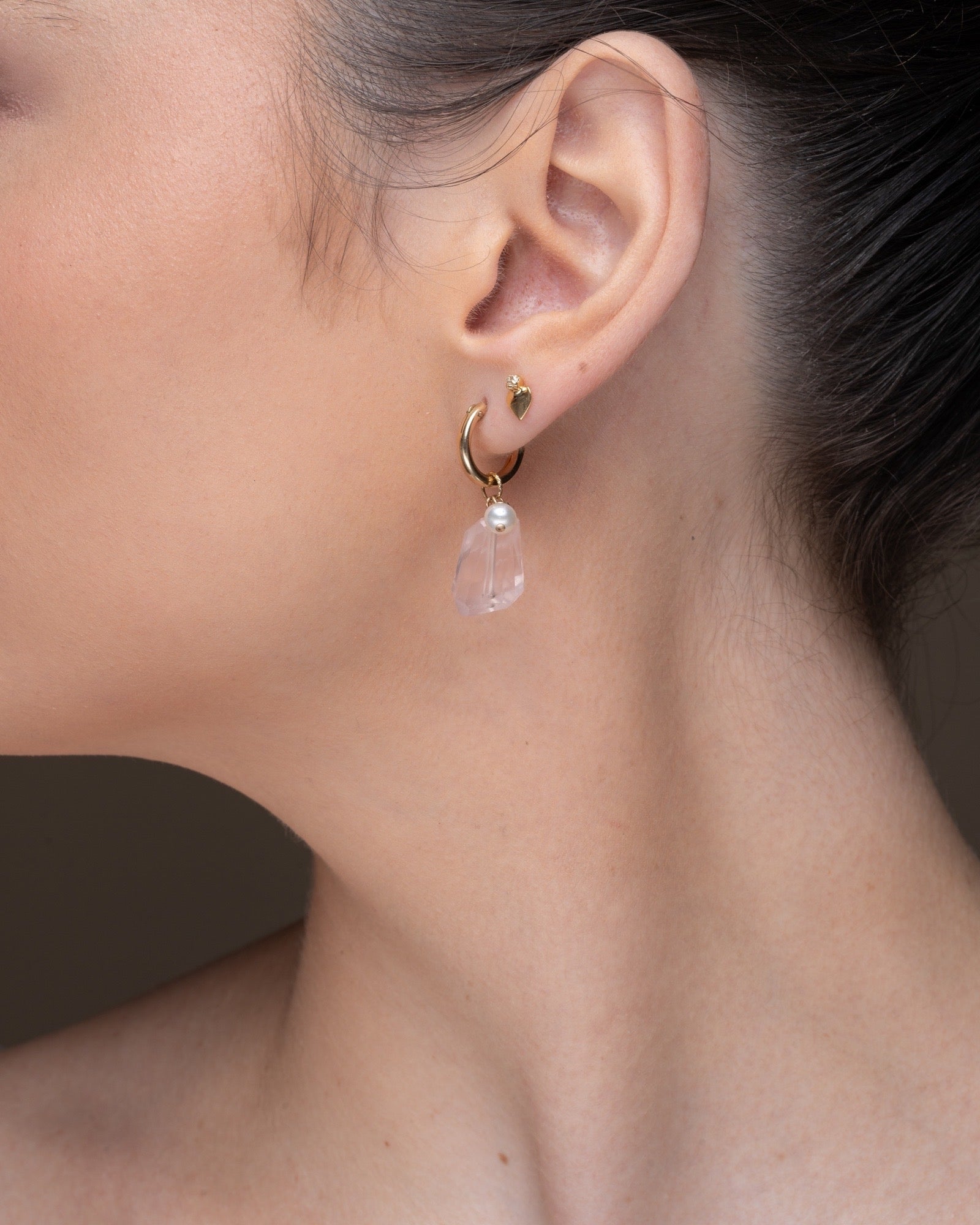 Rose Pearl huggie hoops ERIJEWELRY