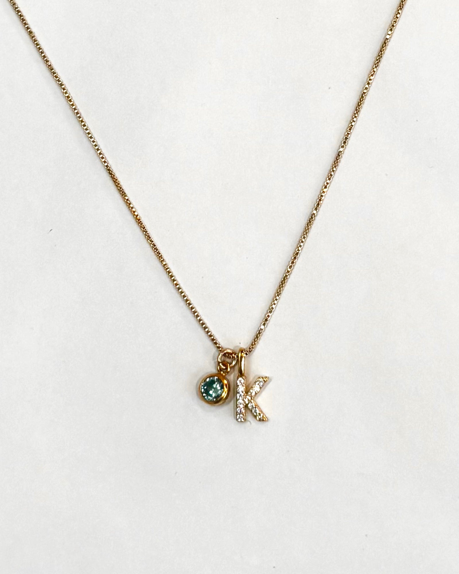 A-Z pave initial with birthstones necklace