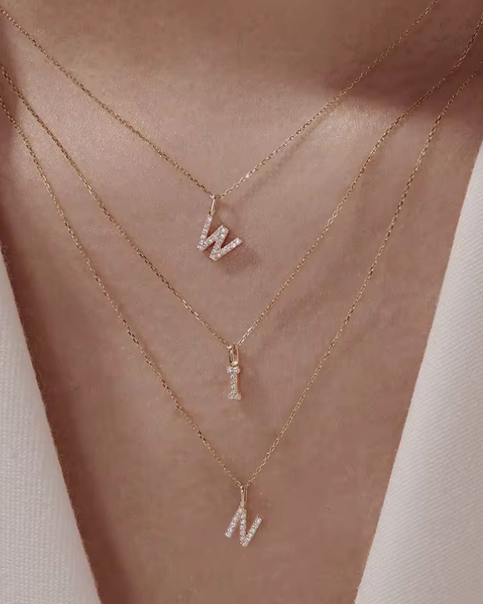 A-Z Pave Initial necklaces