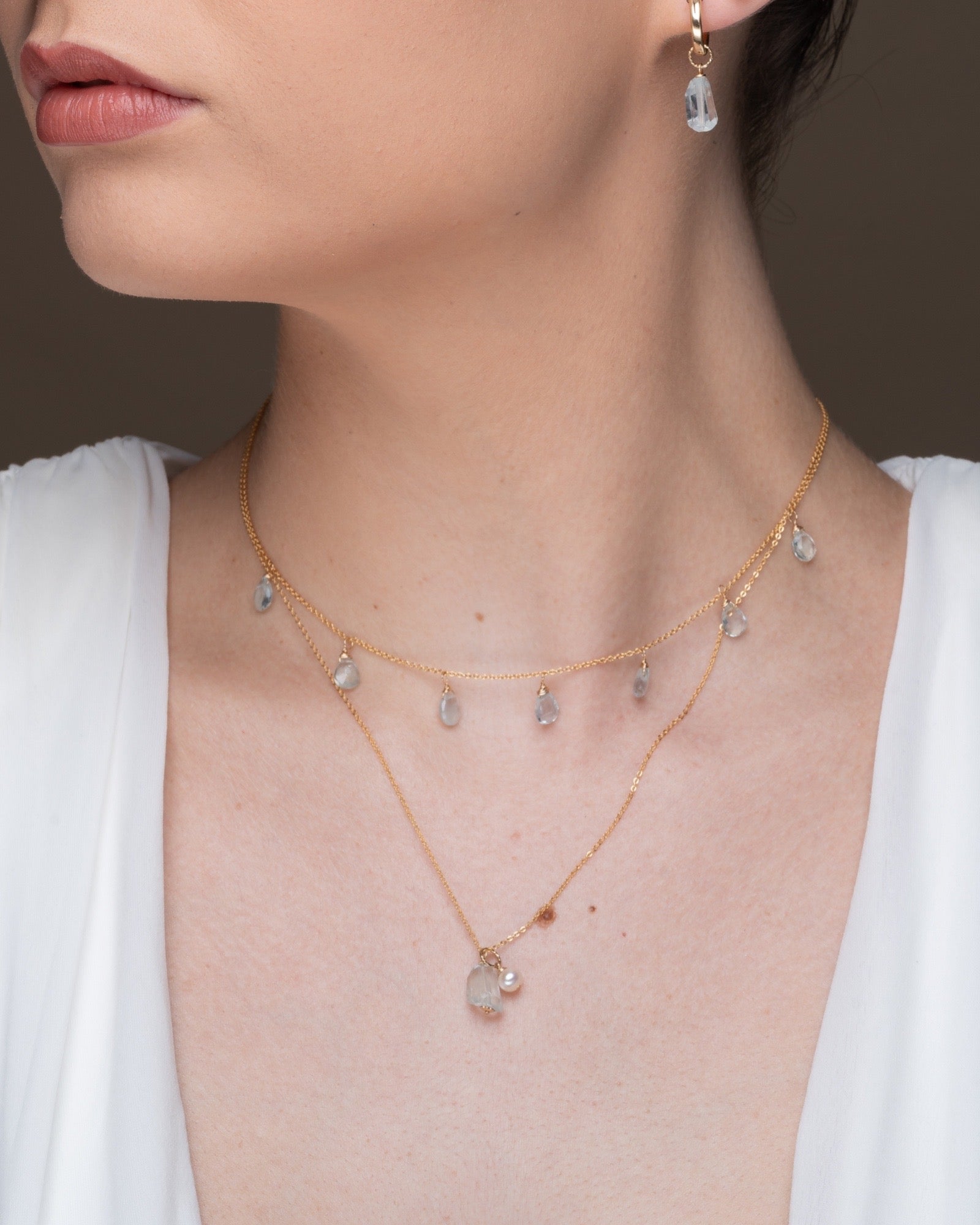 Aquamarine fancy pearl Necklace ERIJEWELRY