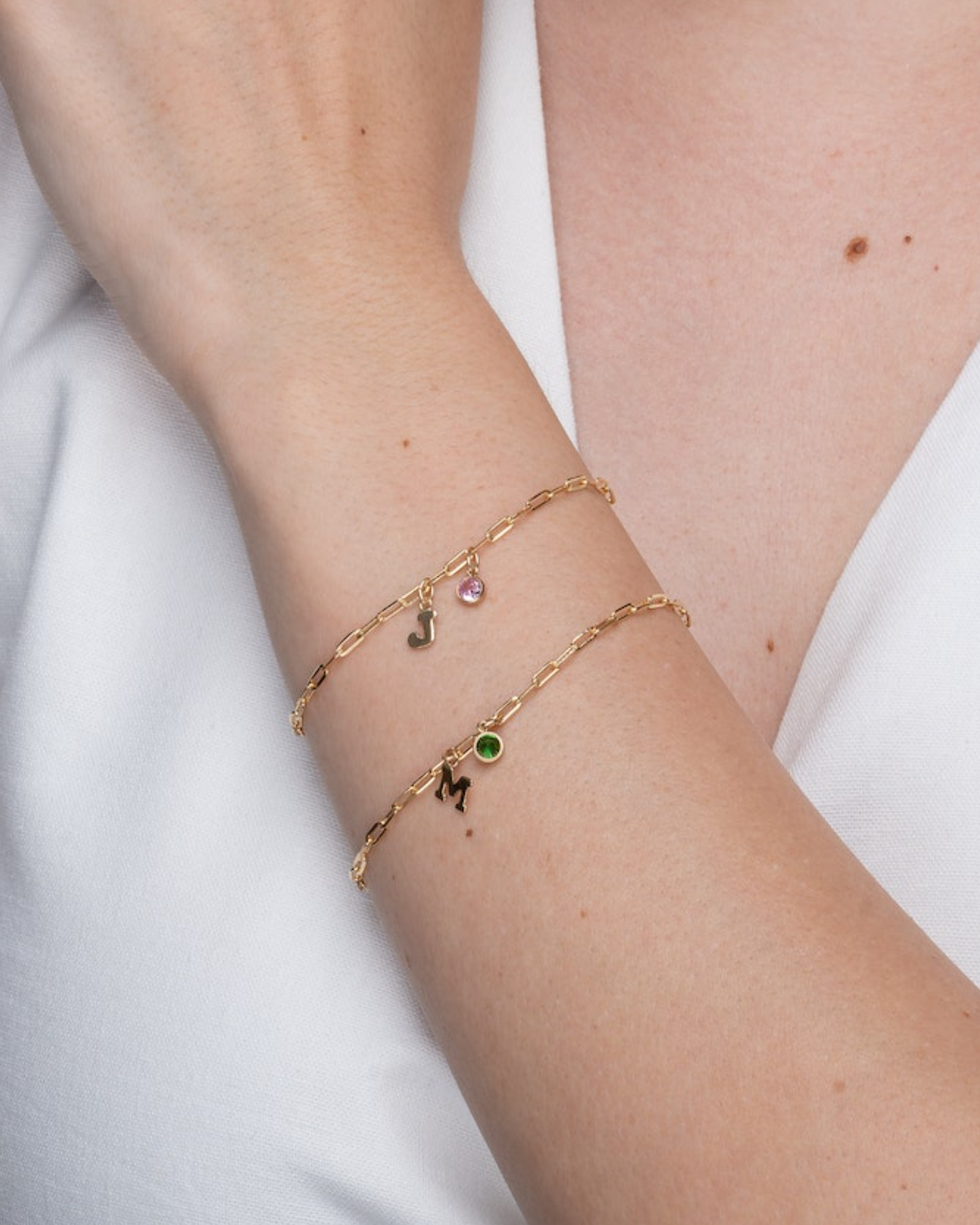 【A-H】Letter and Birthstone Bracelet ERIJEWELRY