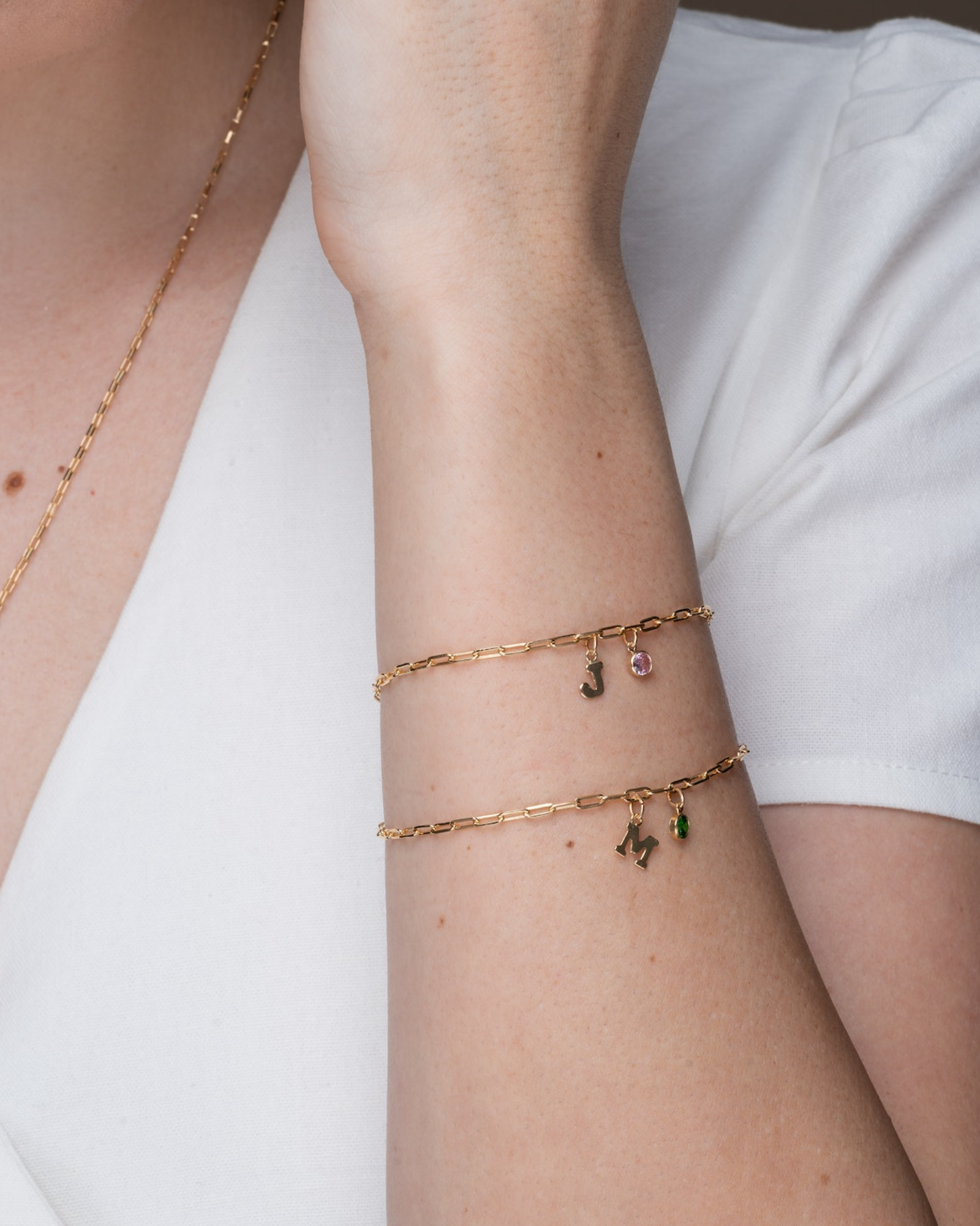 【Q-Y】Letter and Birthstone Bracelets ERIJEWELRY