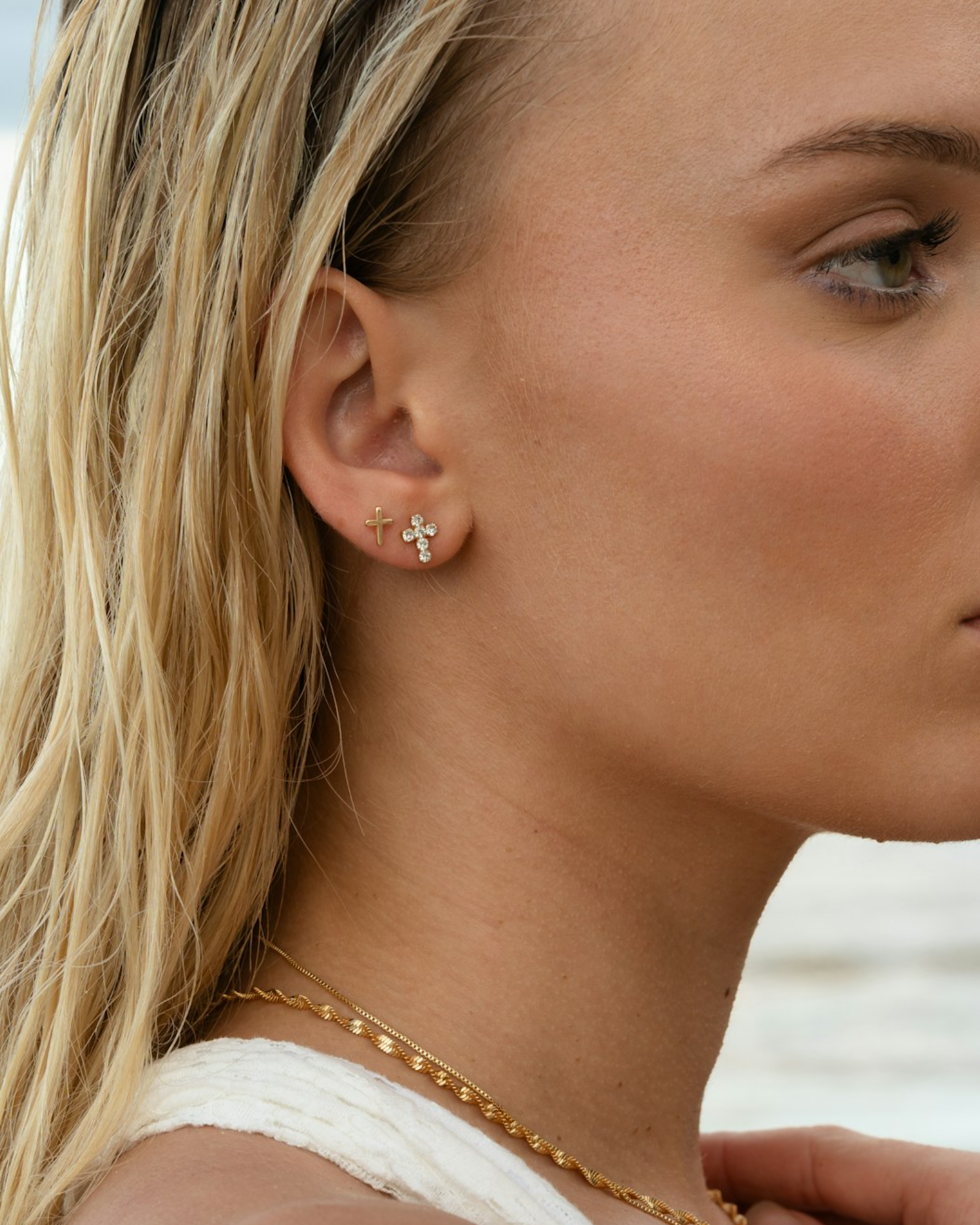 Cross Crystal Stud Earrings