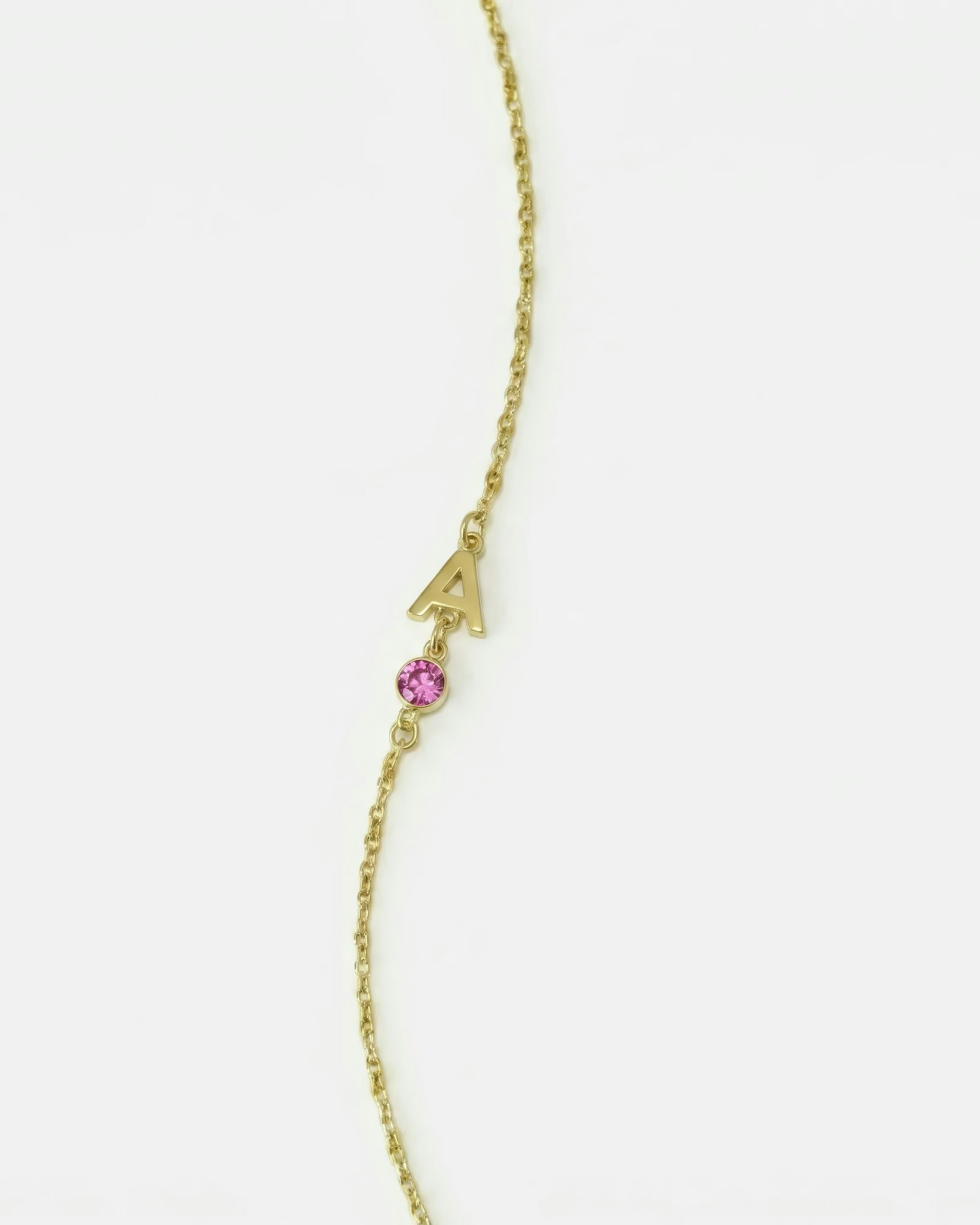 A-Z Linked Initial and Birthstone Bracelet