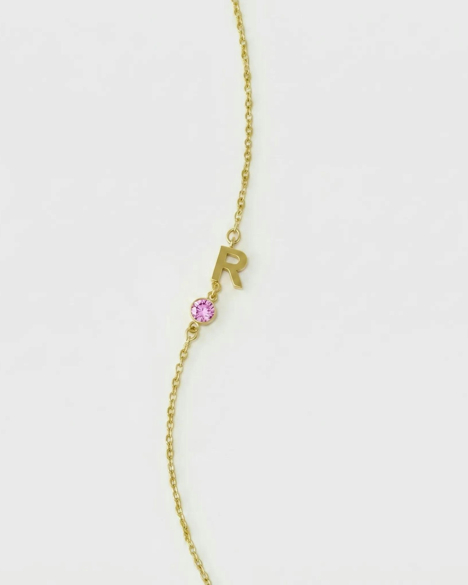 A-Z Linked Initial and Birthstone Bracelet