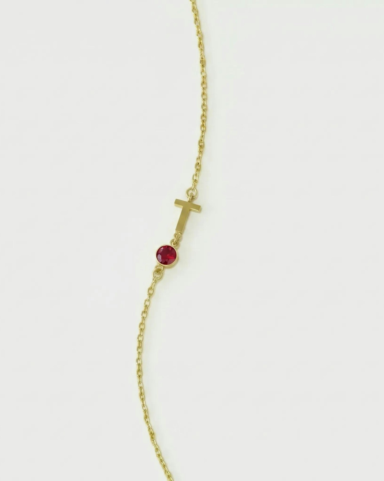 A-Z Linked Initial and Birthstone Bracelet