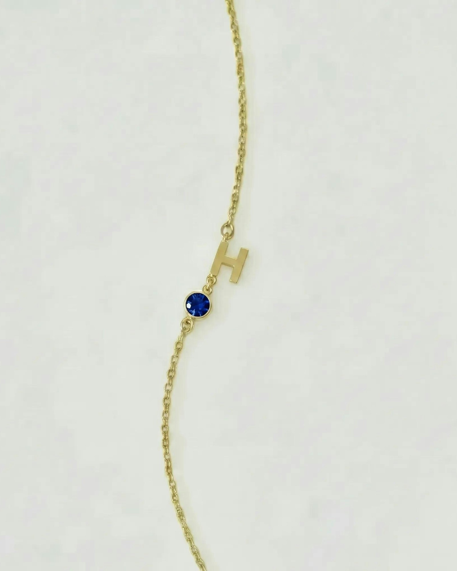 A-Z Linked Initial and Birthstone Bracelet