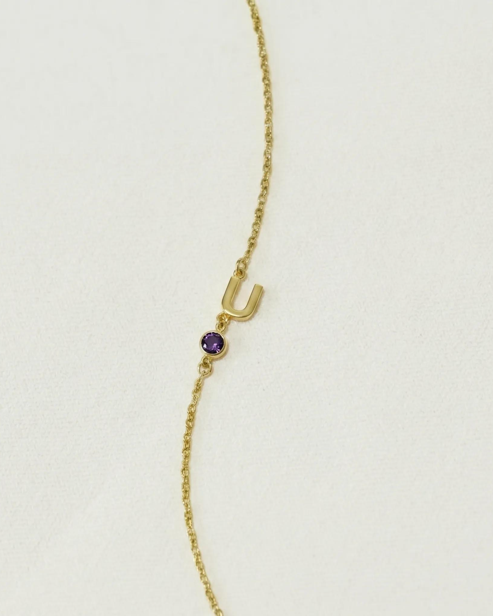 A-Z Linked Initial and Birthstone Bracelet