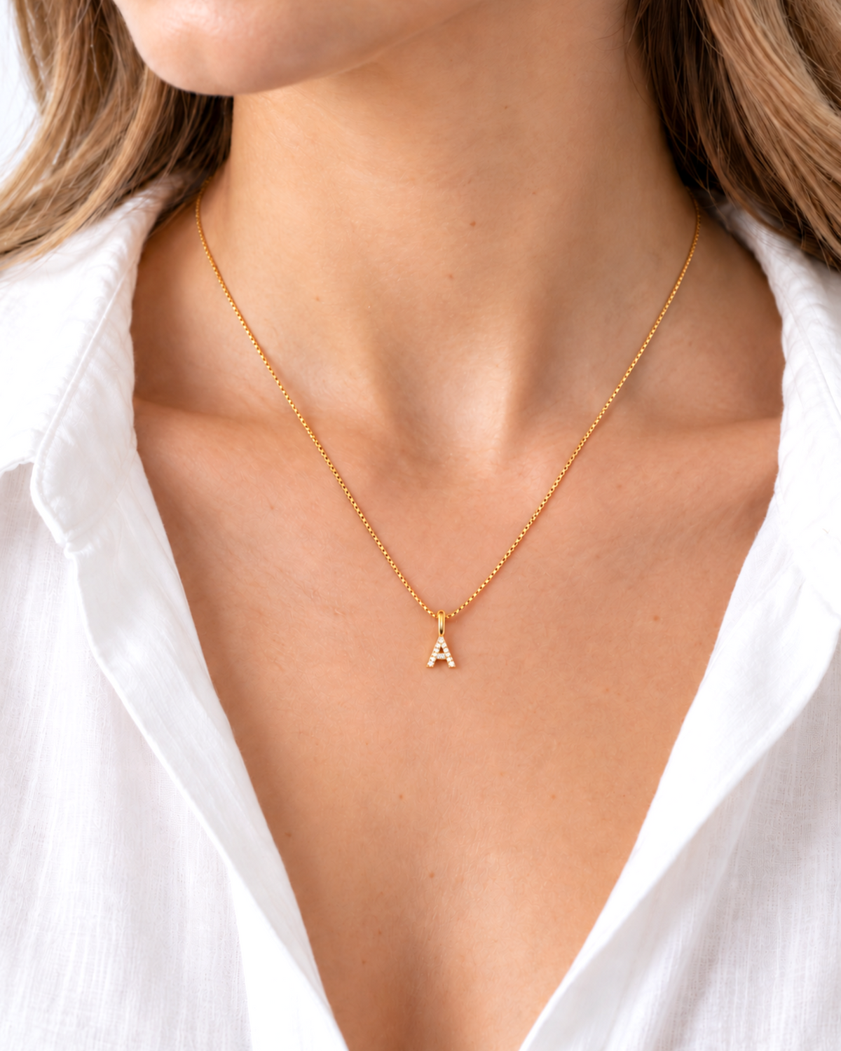 A-Z Pave Initial necklaces