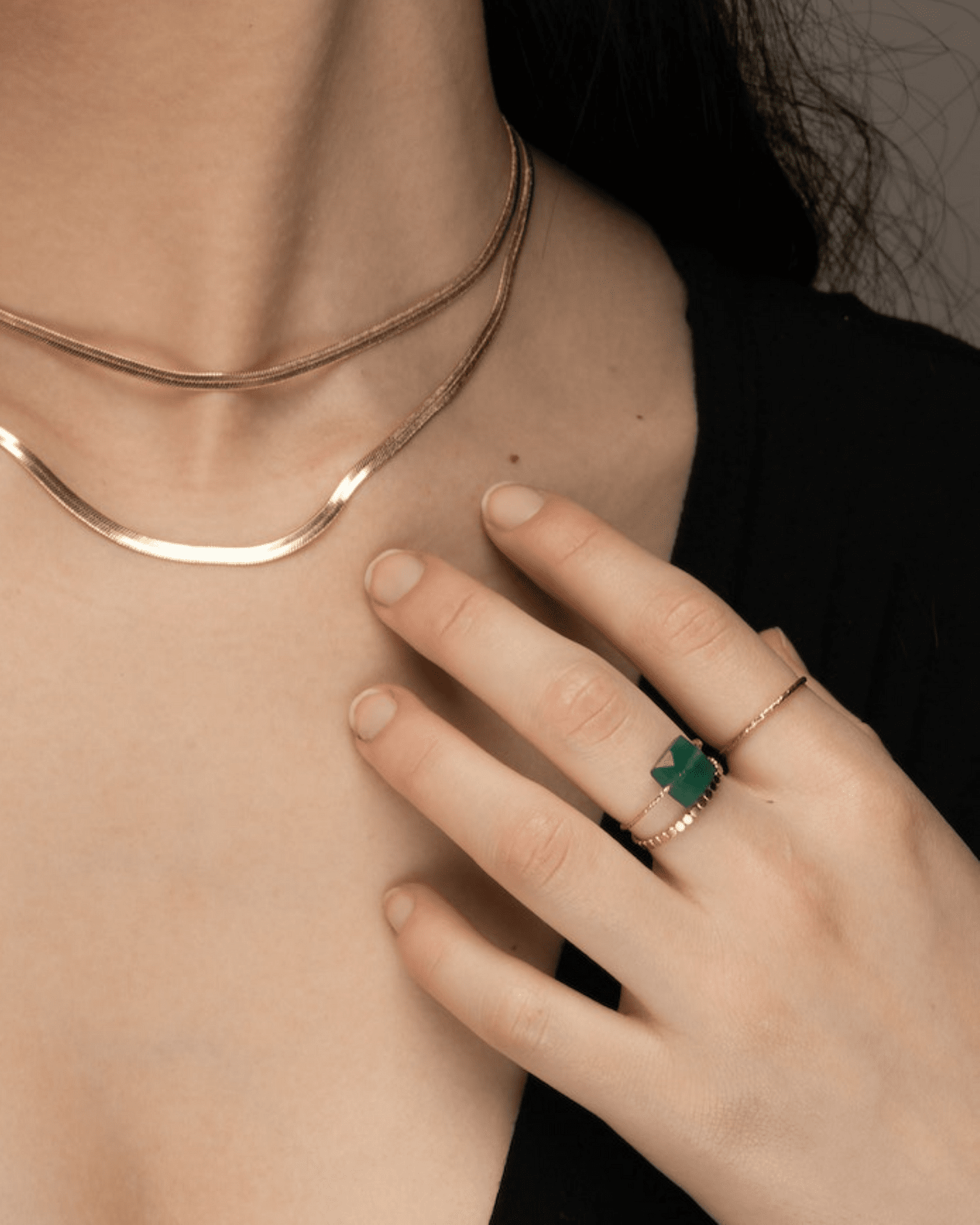 Green onyx Square Daily Serenity Ring ERIJEWELRY