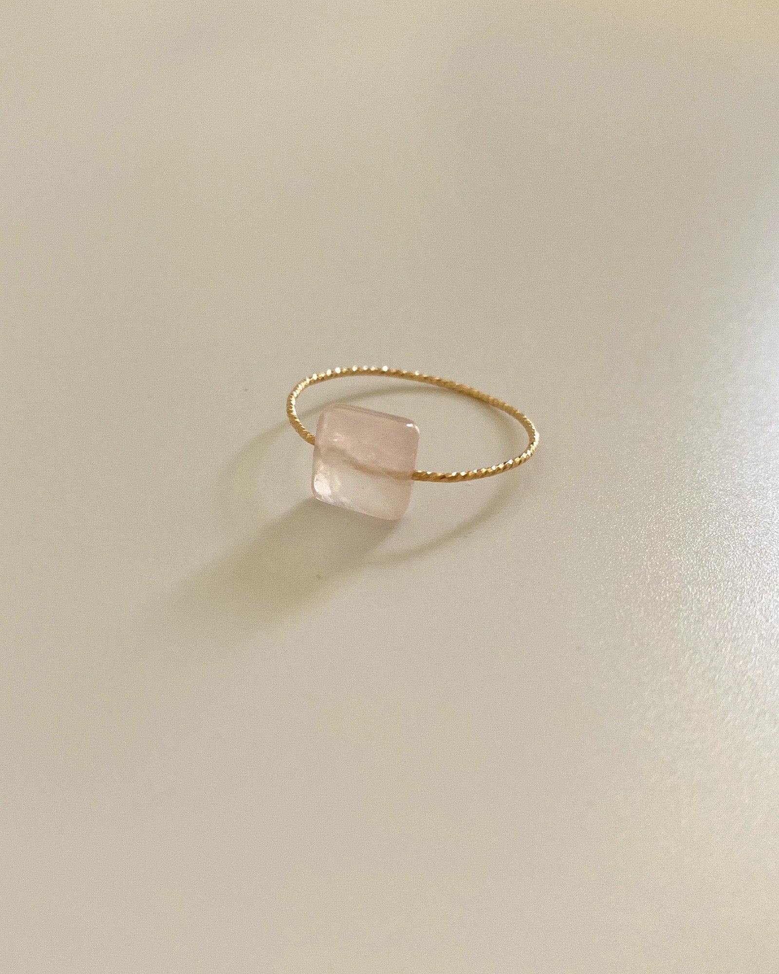 Rose Quartz Square Daily Serenity Ring ERIJEWELRY