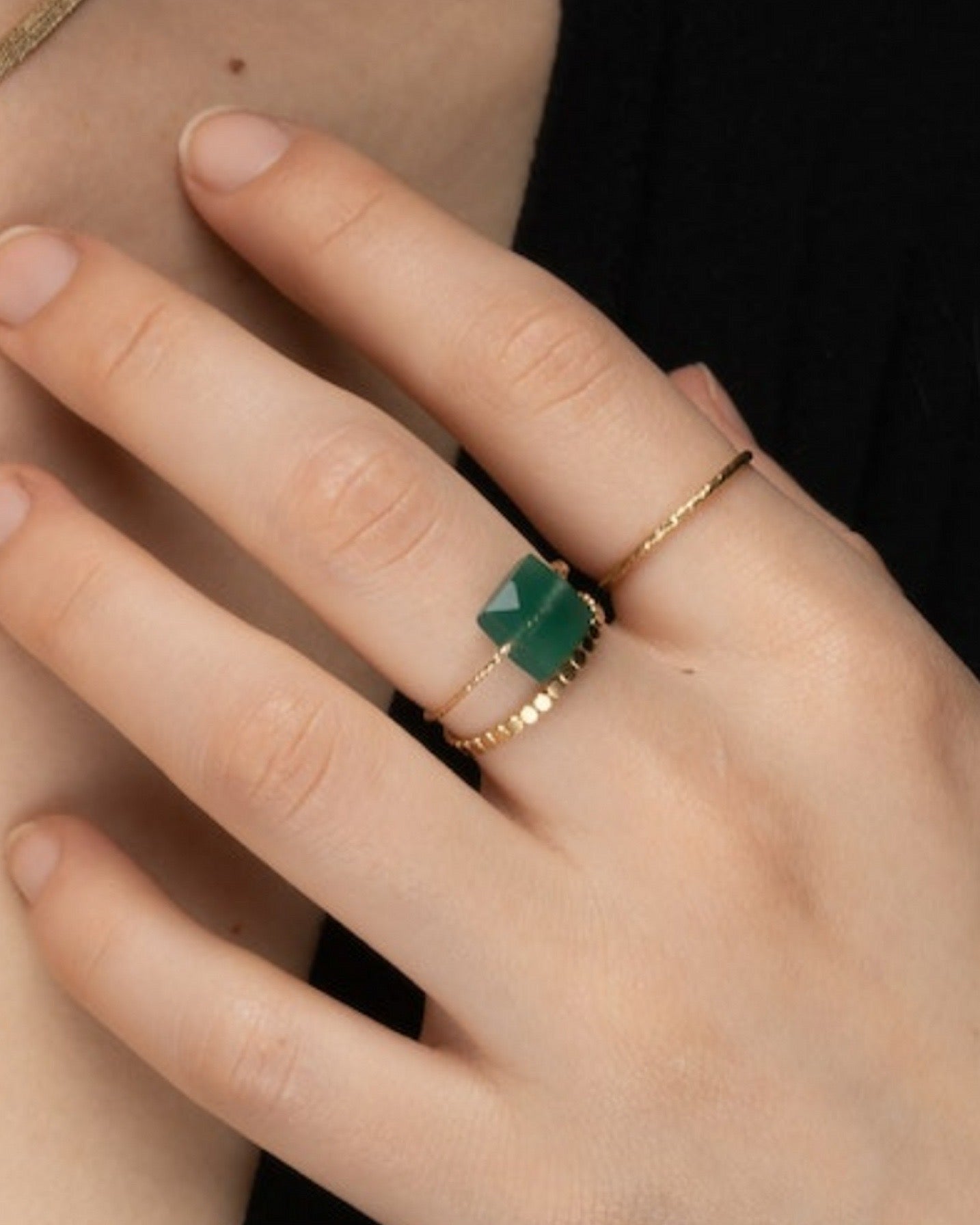 Green onyx Square Daily Serenity Ring ERIJEWELRY