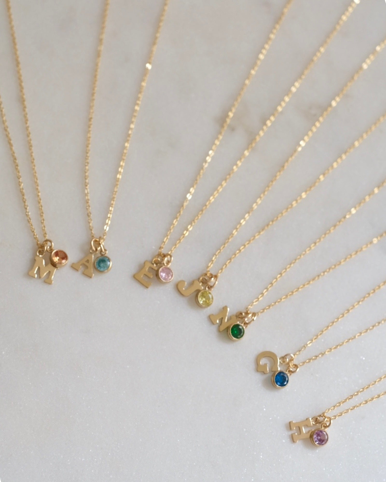 Initial M with Birthstone Necklace ERIJEWELRY