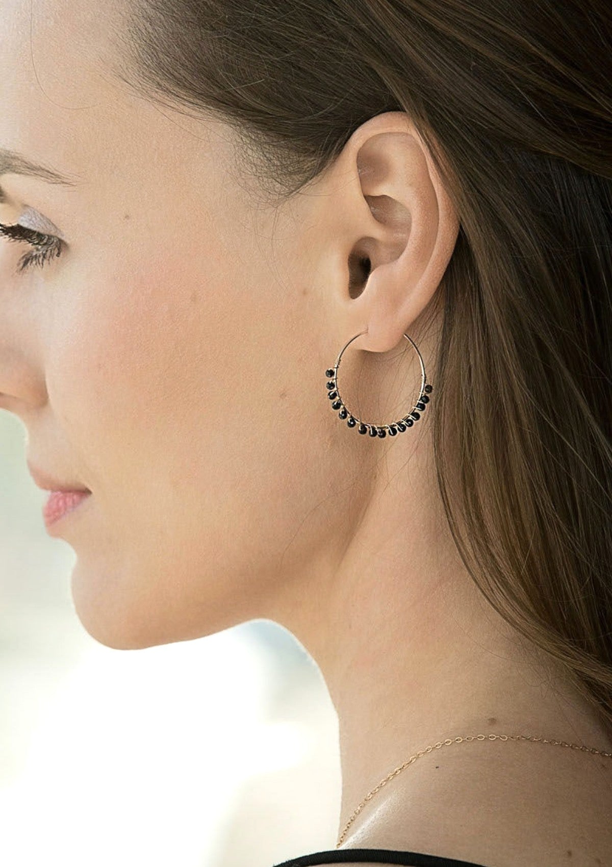 Gemstones hoop earrings are made by gold filled by ERIJEWELRY