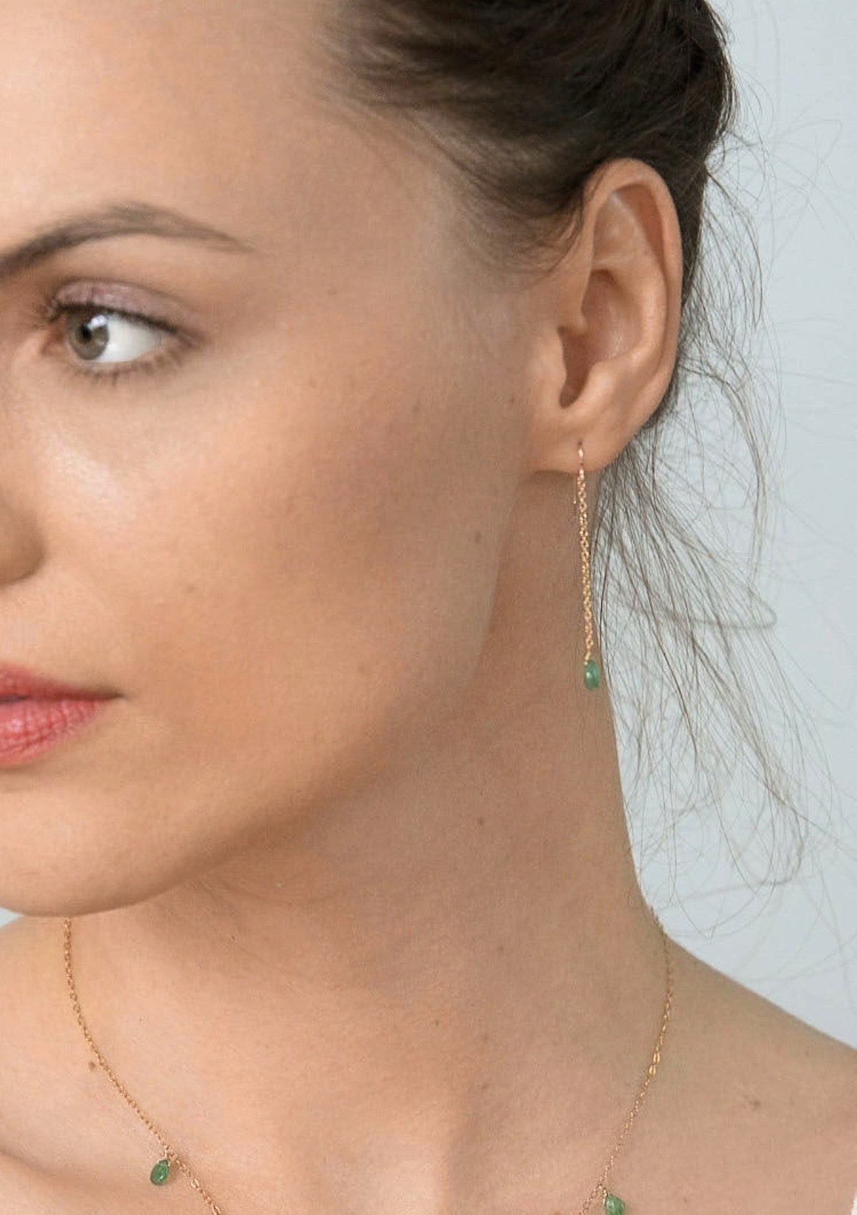 Mini Emerald Drop Earrings ERIJEWELRY