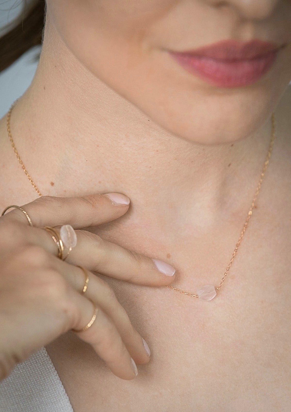 Rose Quartz Point Necklace ERIJEWELRY