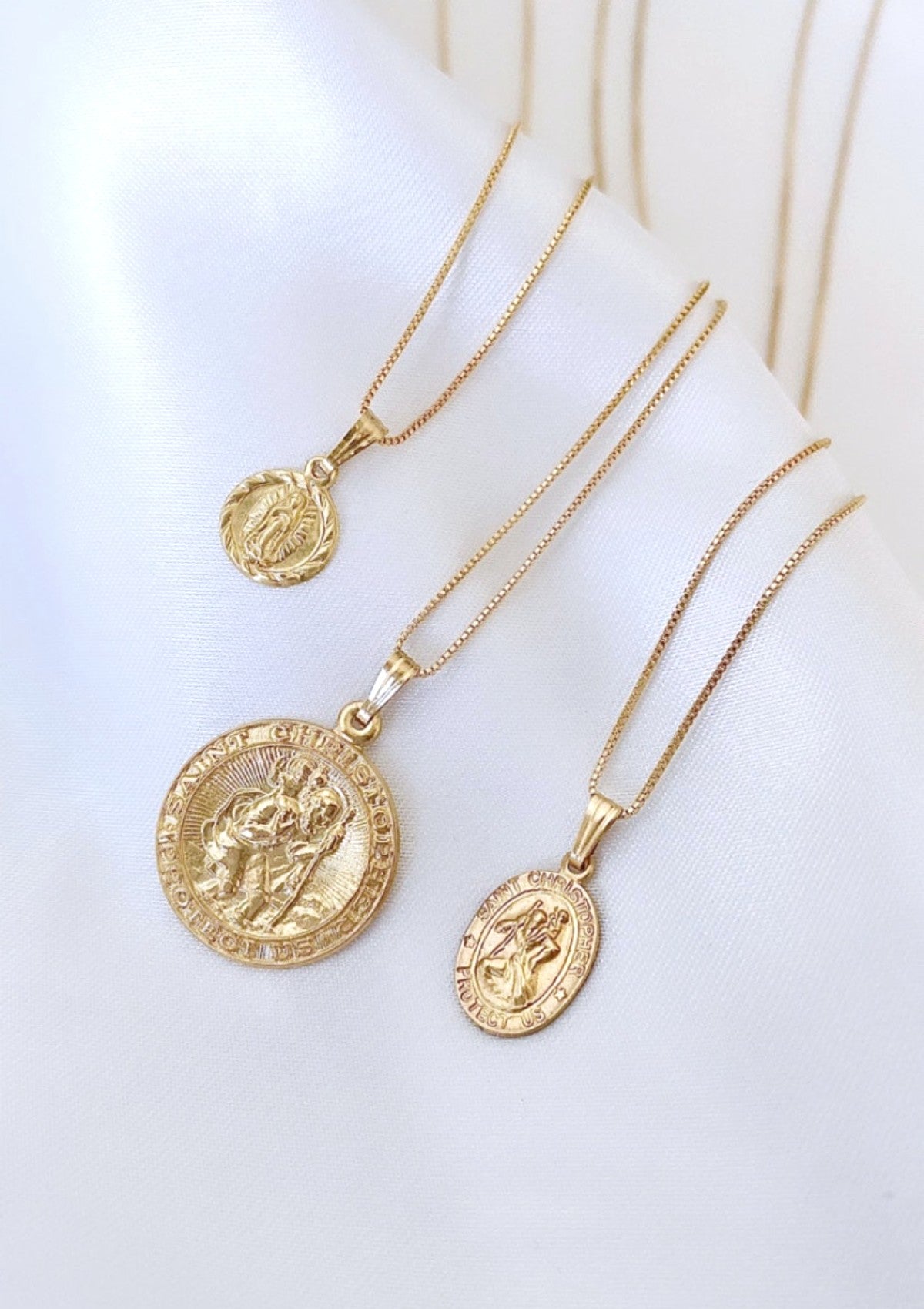Petite Virgin Mary Medallion Necklace ERIJEWELRY