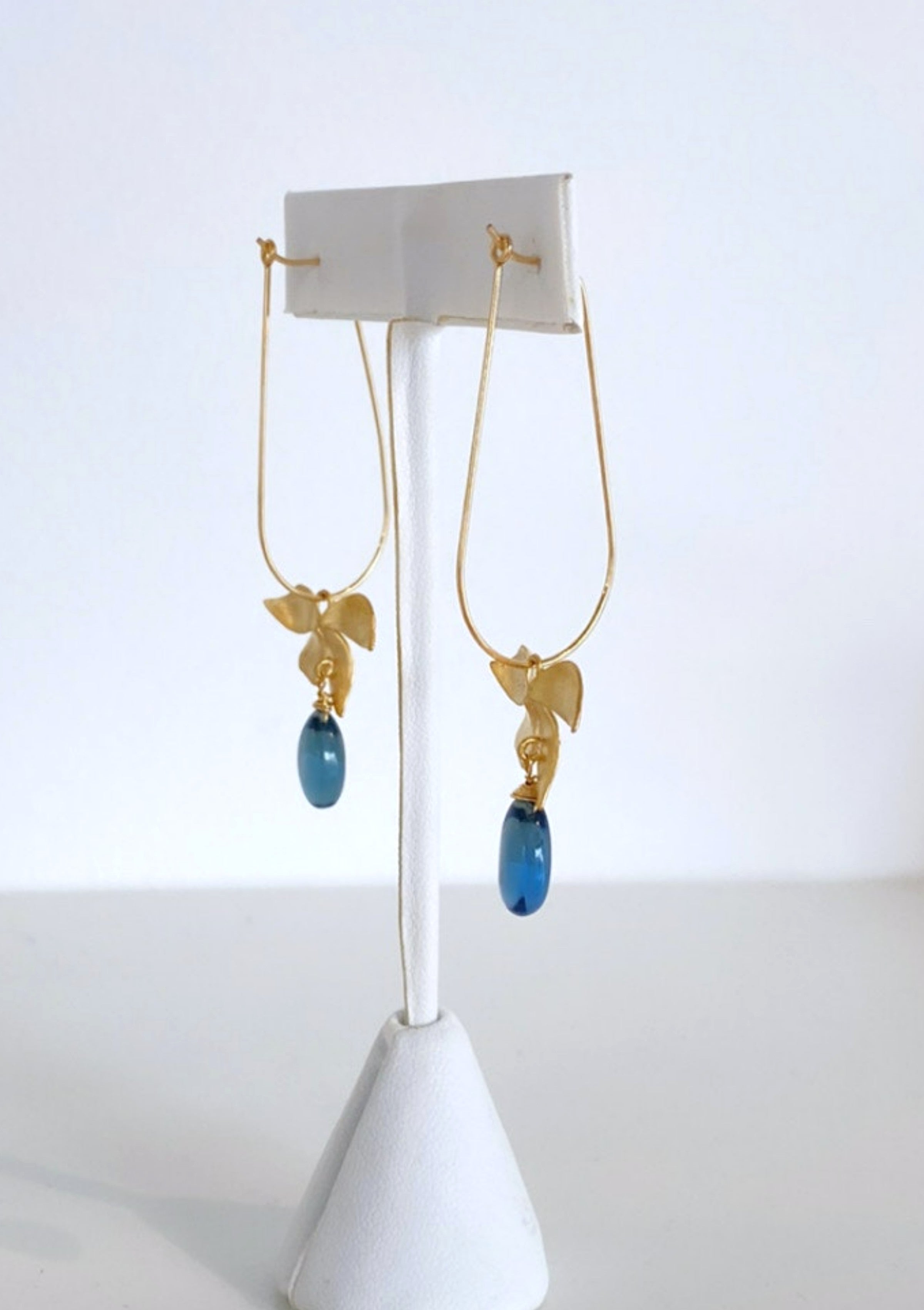 Floral Blue Quartz U Hoops ERIJEWELRY
