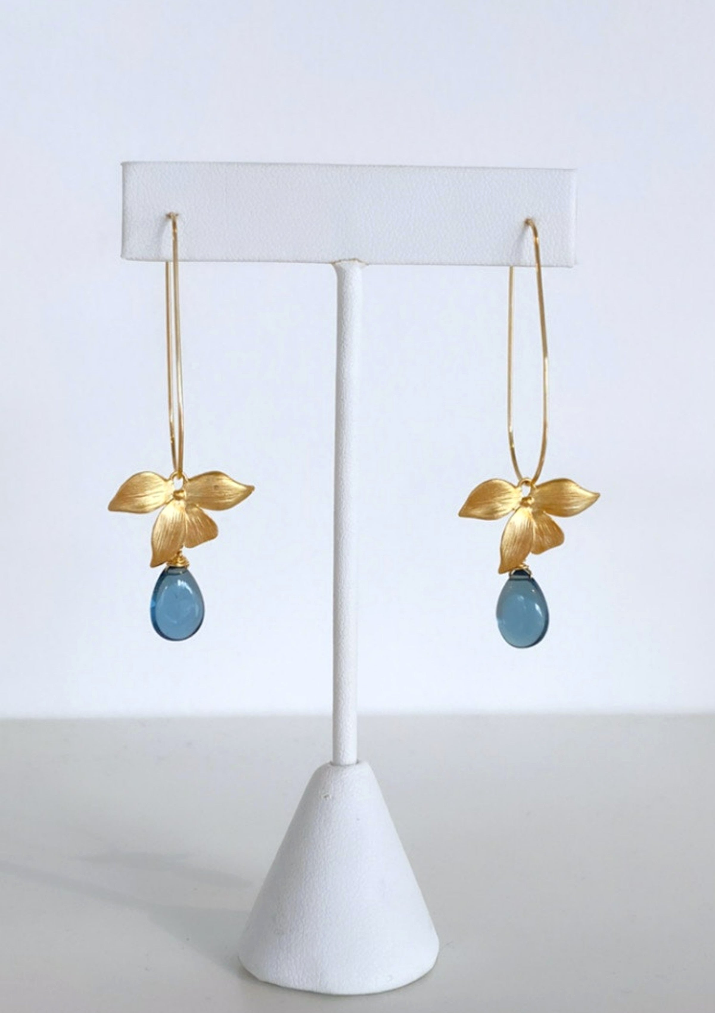 Floral Blue Quartz U Hoops ERIJEWELRY