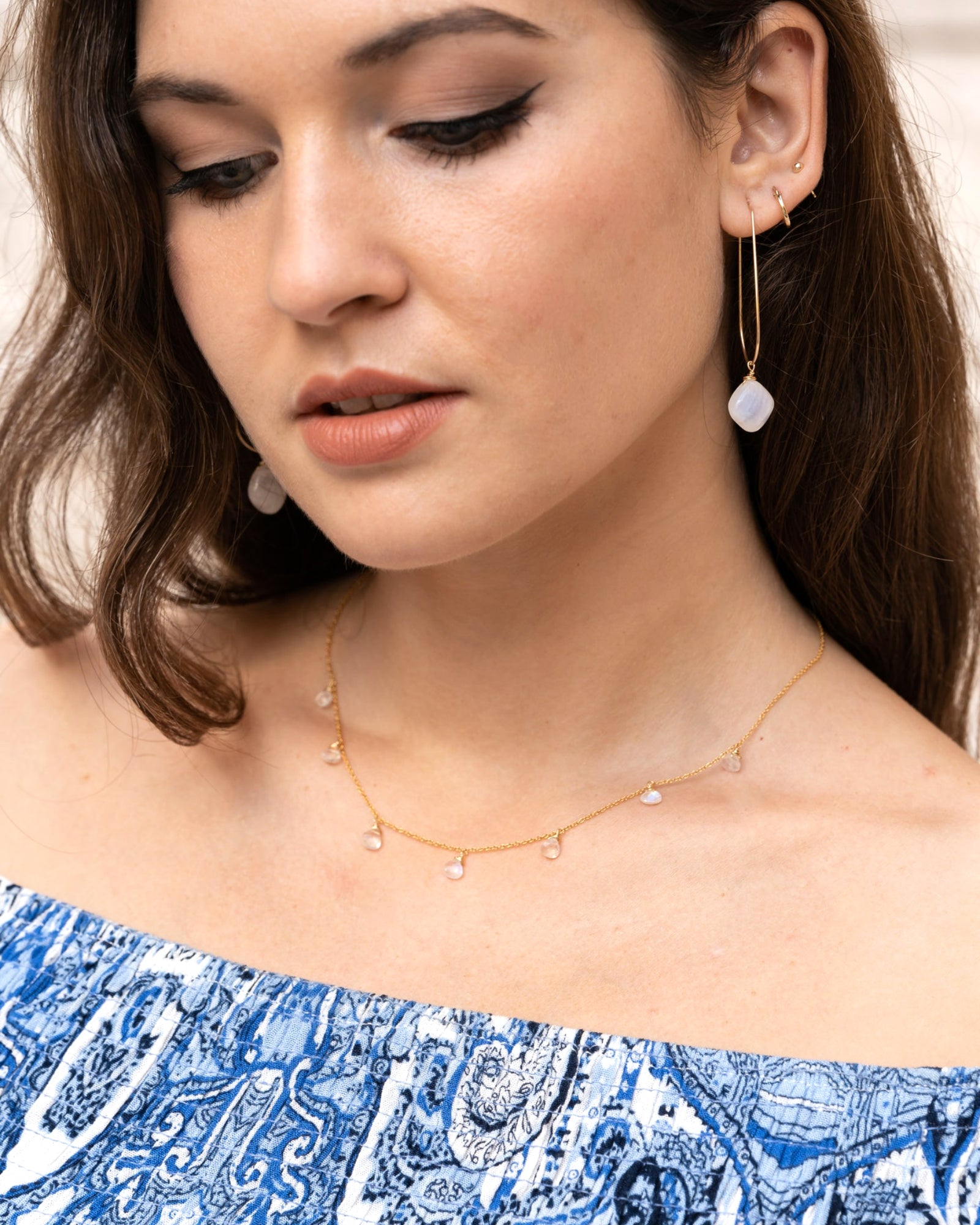 Royal Blue Moonstone Choker Necklace ERIJEWELRY
