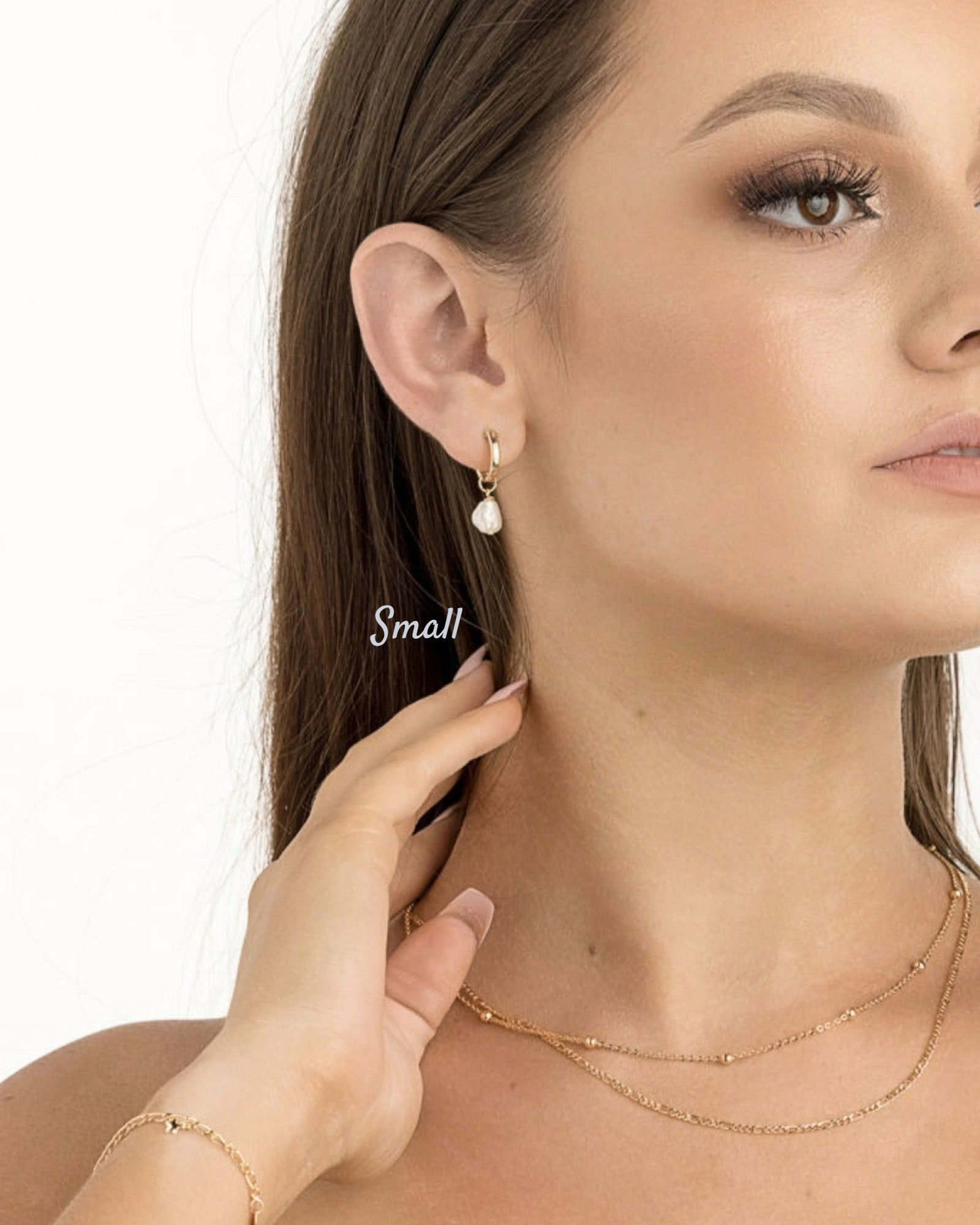 Keshi Pearl Huggie Hoop Earrings ERIJEWELRY