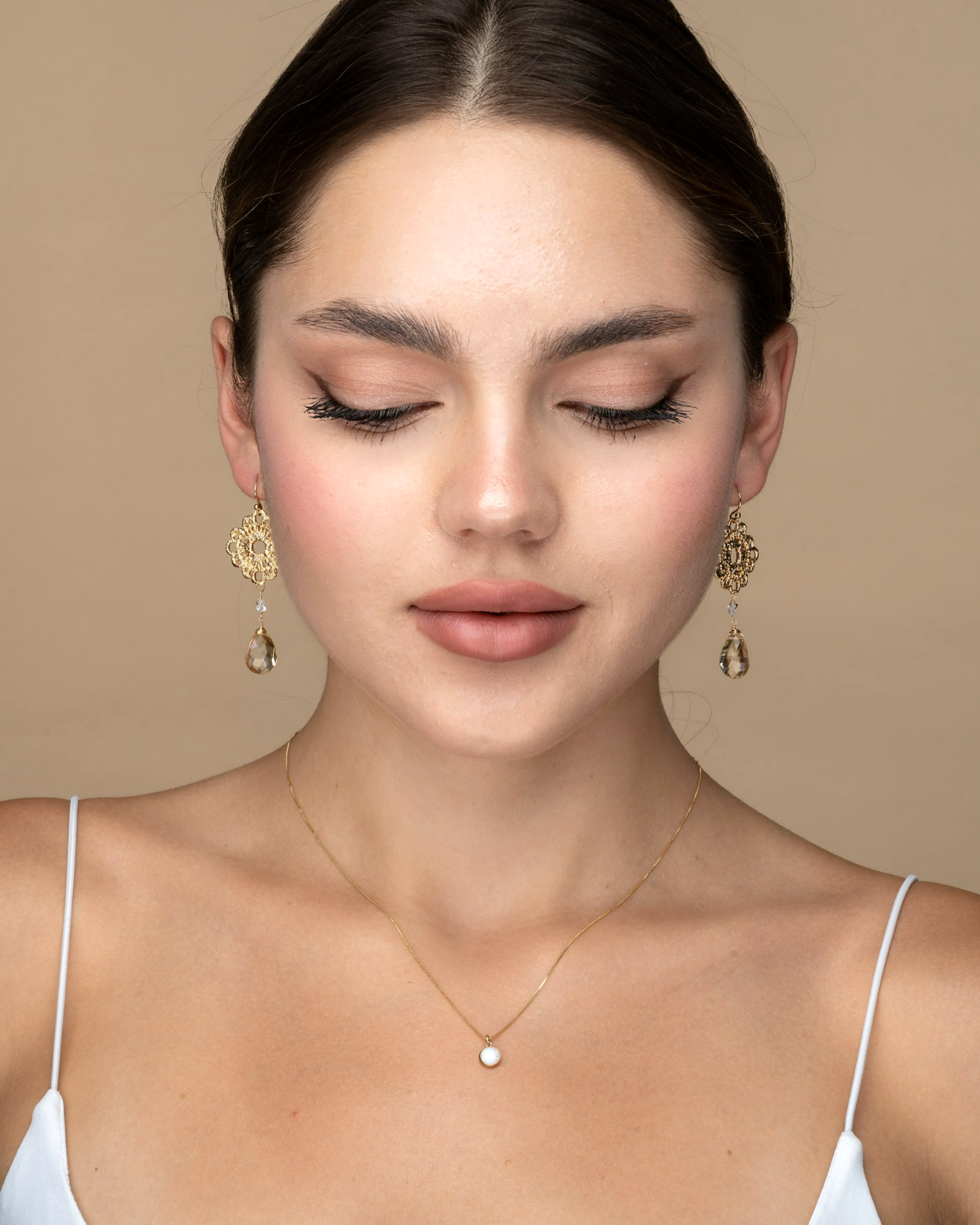 Citrine Flower Earrings ERIJEWELRY