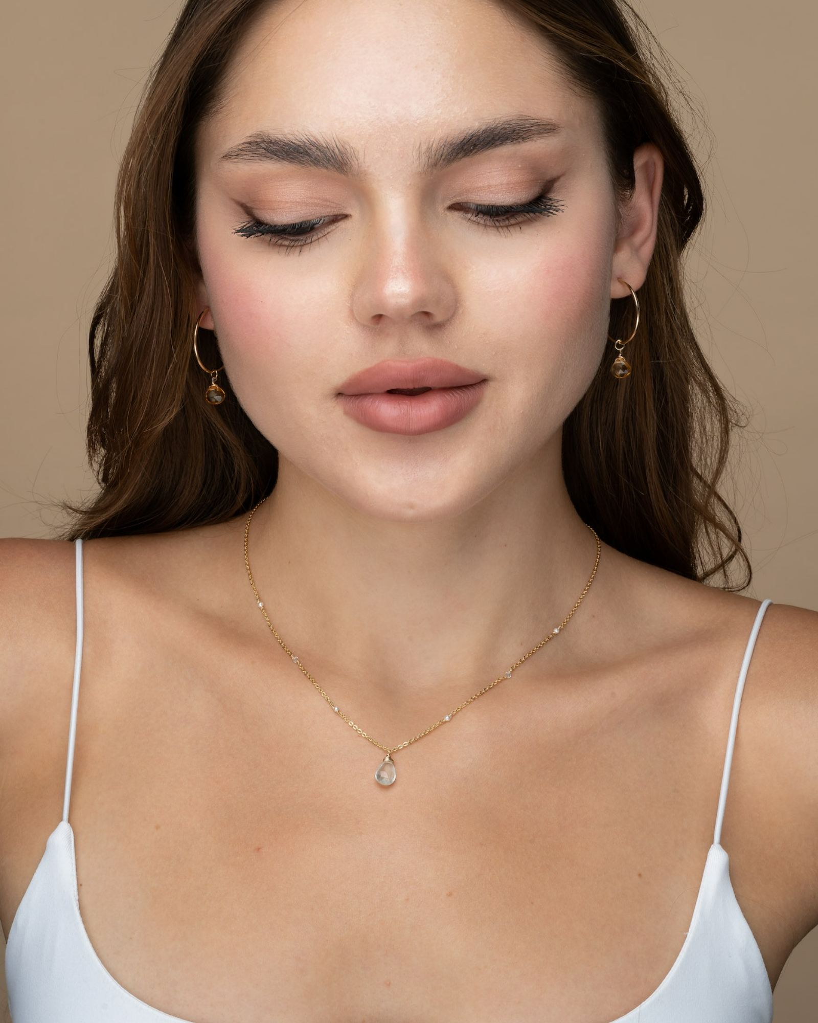 Aquamarine Bohemian Drop Necklace ERIJEWELRY