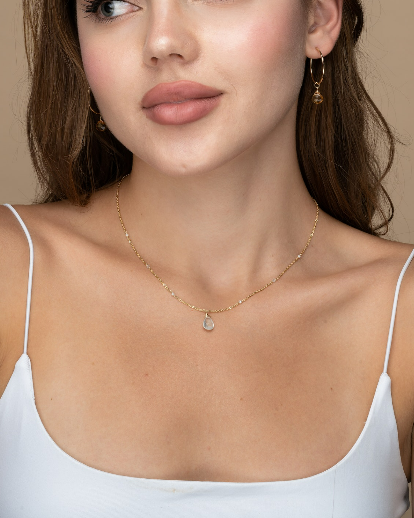 Aquamarine Bohemian Drop Necklace ERIJEWELRY
