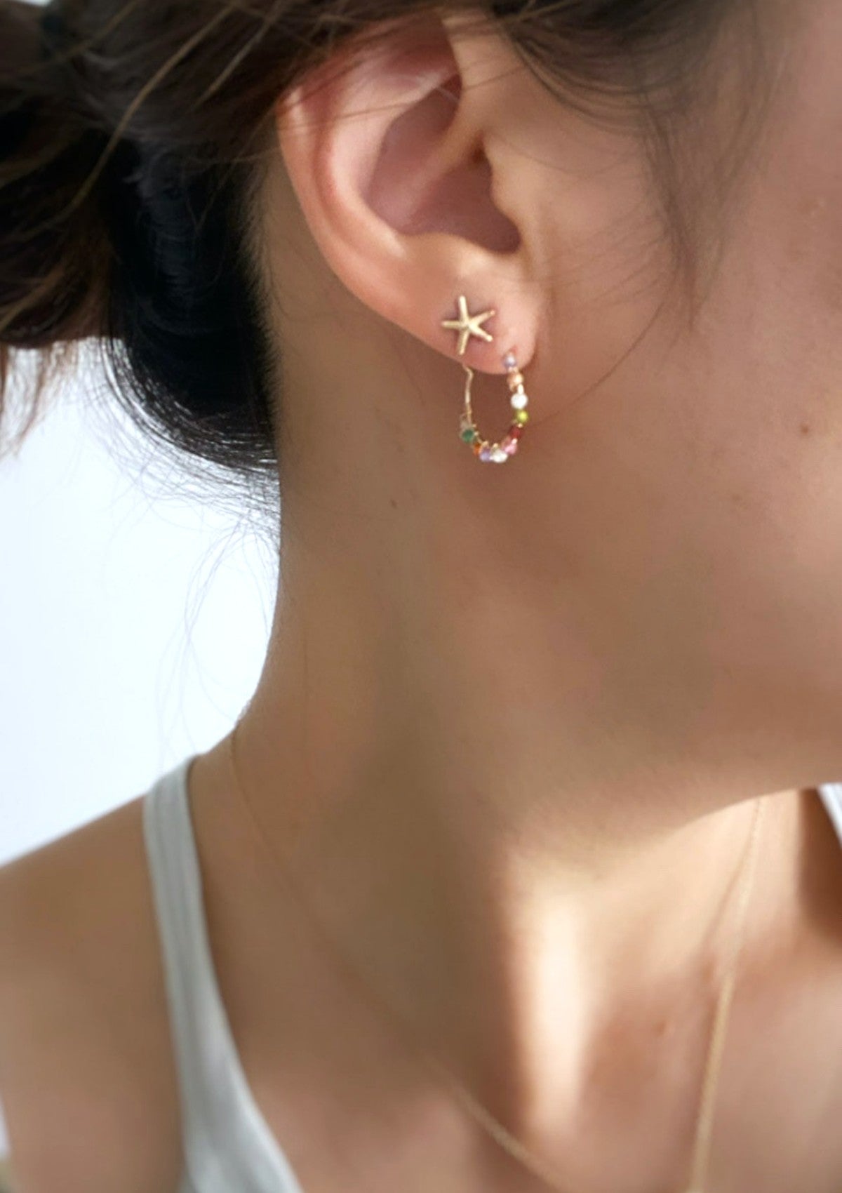 Multi Gem Hoop Earrings ERIJEWELRY
