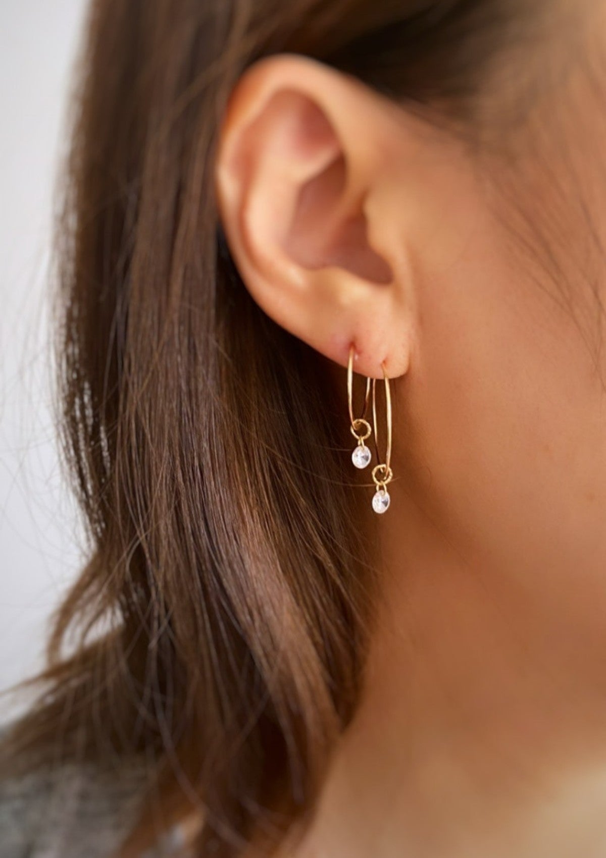 CZ flat Hoop Earrings ERIJEWELRY