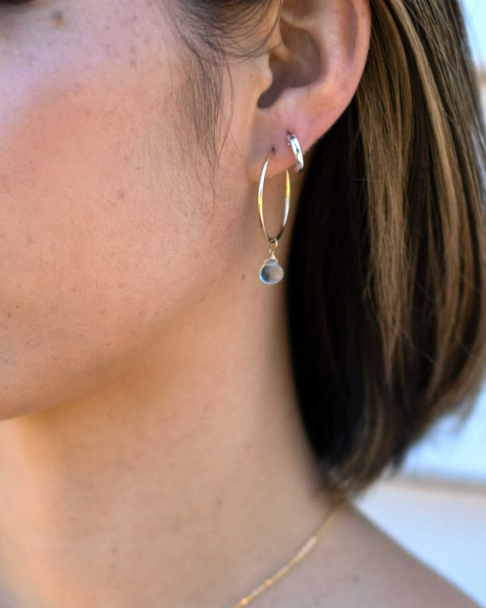Aquamarine Hoop Earrings ERIJEWELRY