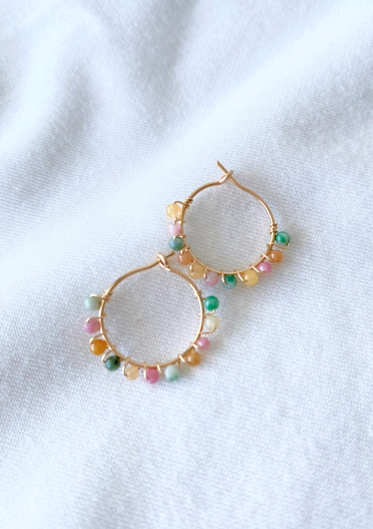 Multi Gem Hoop Earrings ERIJEWELRY