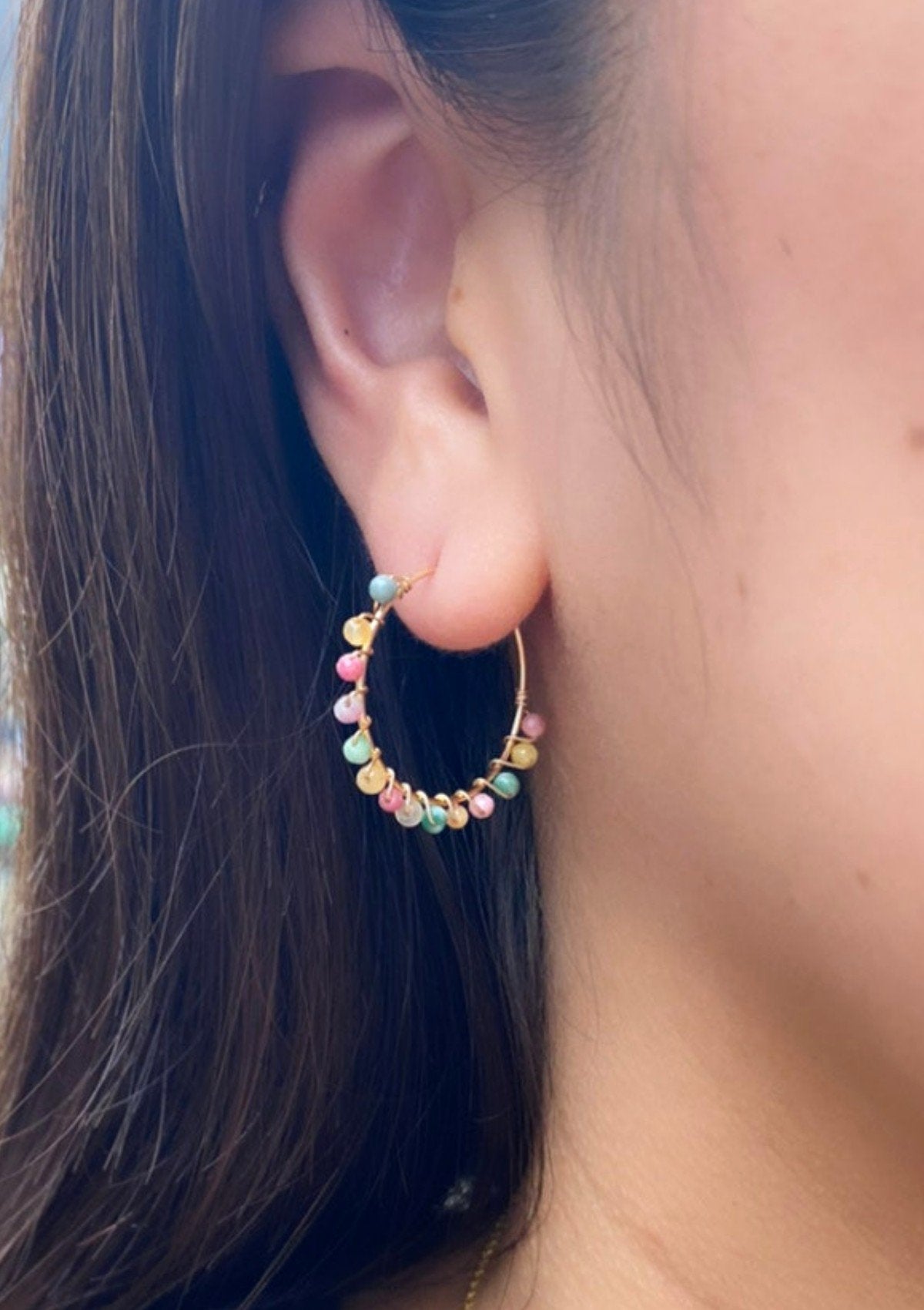Multi Gem Hoop Earrings ERIJEWELRY
