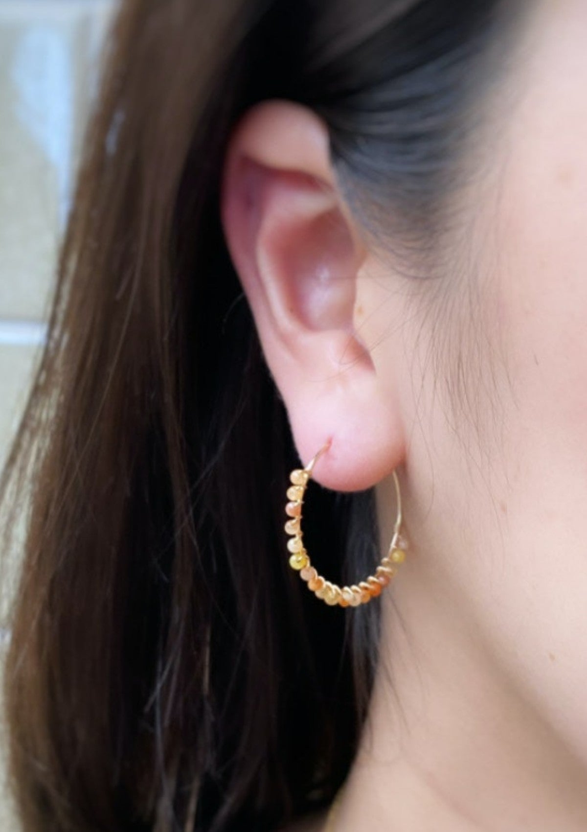 Multi Gem Hoop Earrings ERIJEWELRY