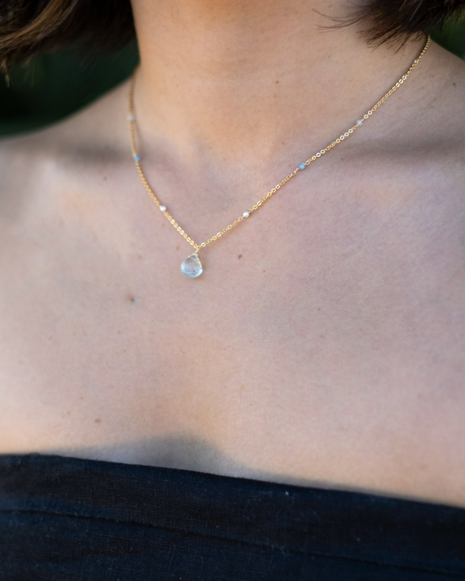 Aquamarine Bohemian Necklace ERIJEWELRY
