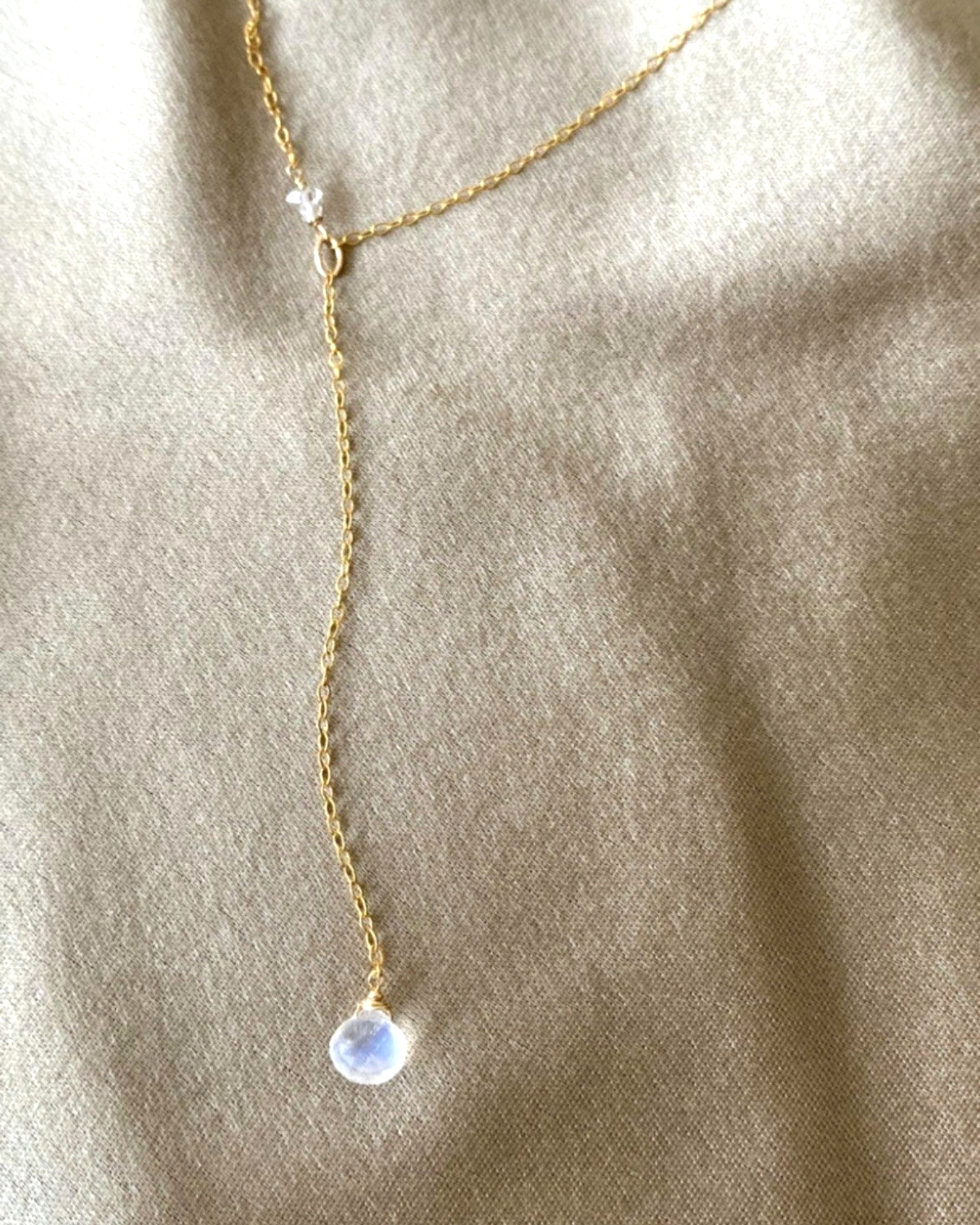 Royal Blue Moonstone Y Necklace ERIJEWELRY