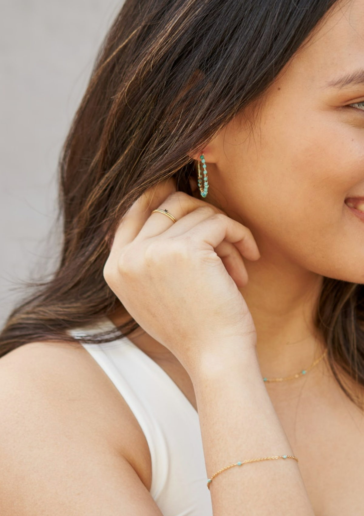 Multi Gem Hoop Earrings ERIJEWELRY