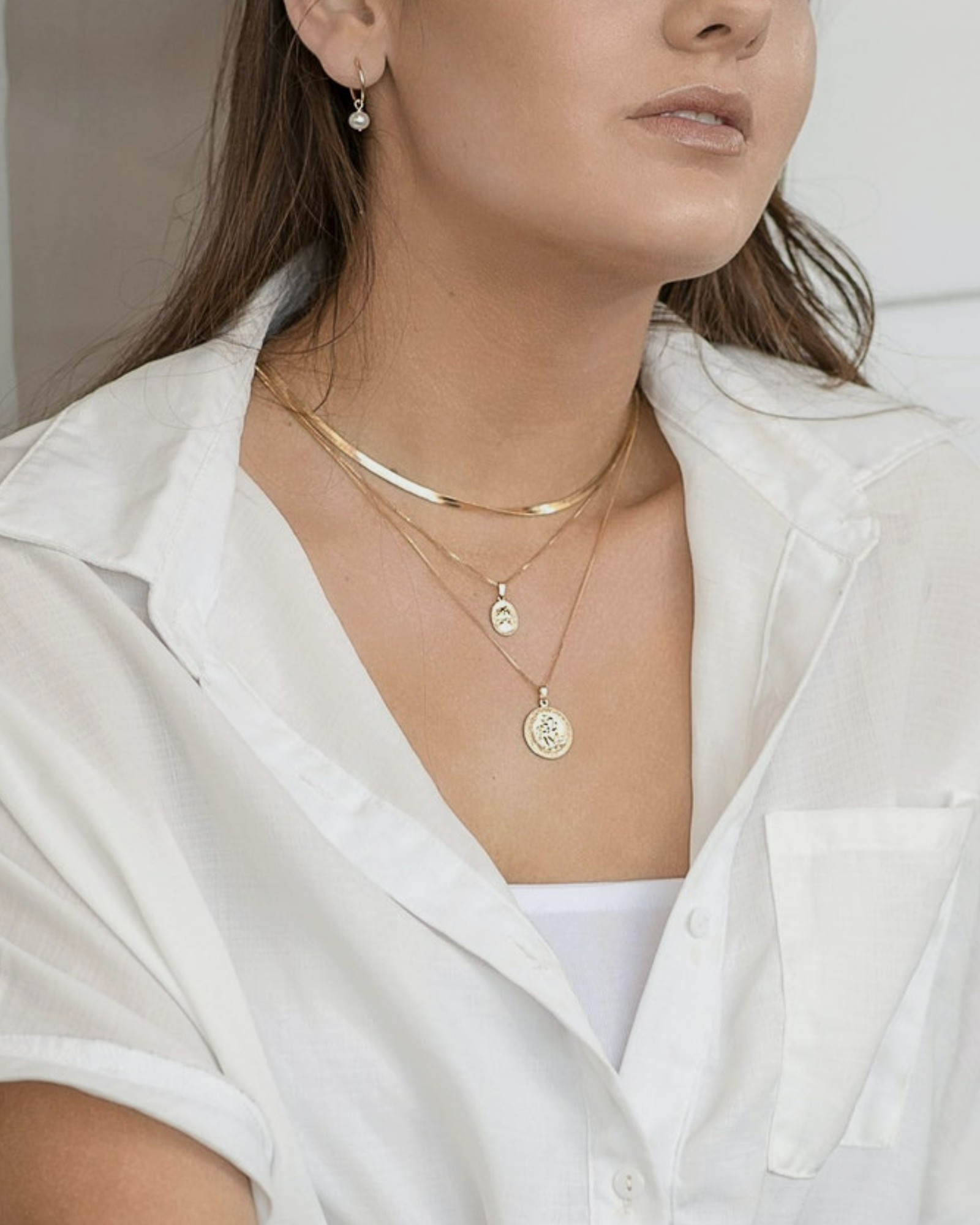 Agnes Herringbone Gold Necklace ERIJEWELRY