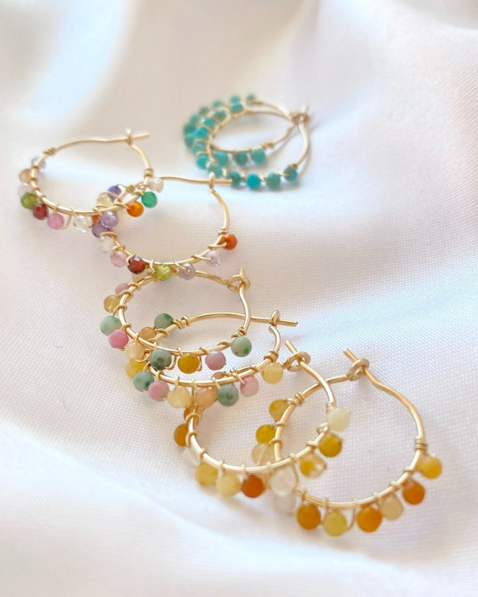 Multi Gem Hoop Earrings ERIJEWELRY