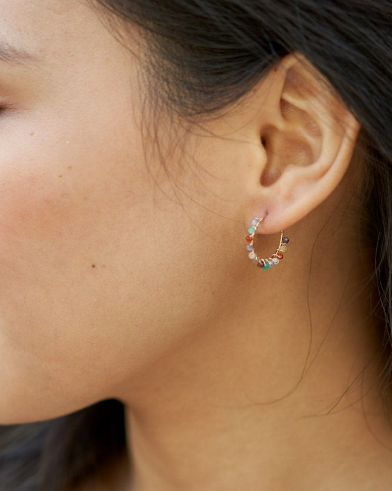 Multi Gem Hoop Earrings ERIJEWELRY