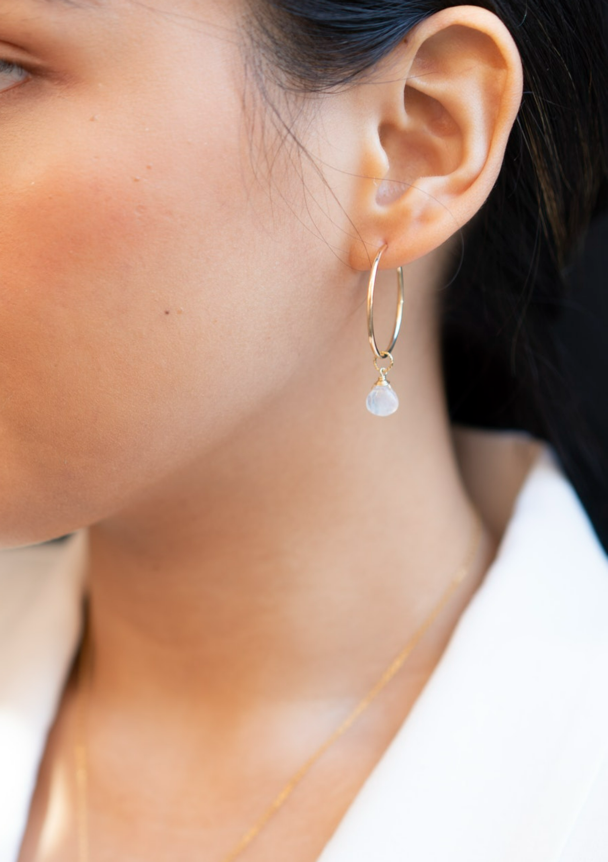 Moonstone Heart Hoop Earrings ERIJEWELRY