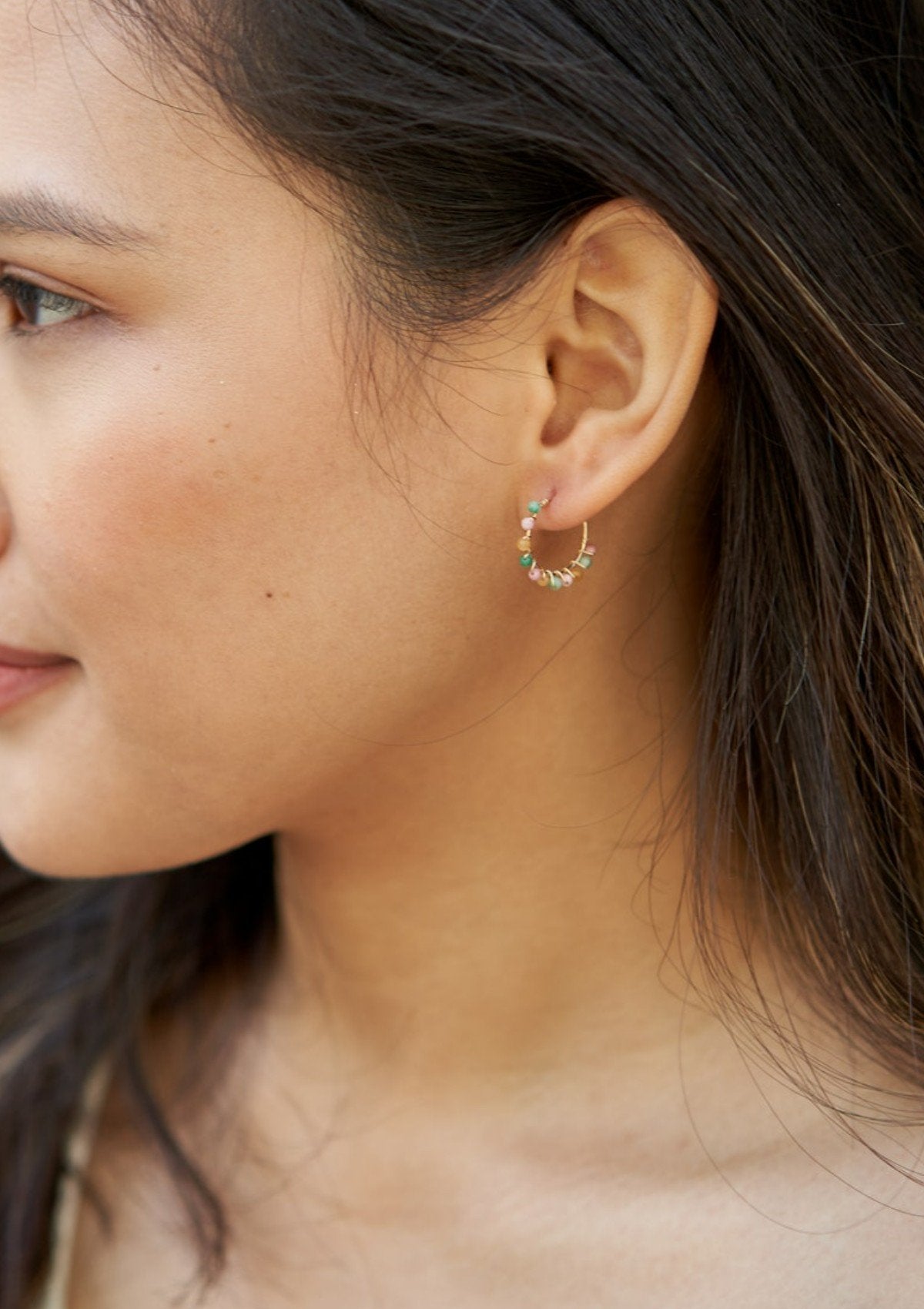 Multi Gem Hoop Earrings ERIJEWELRY