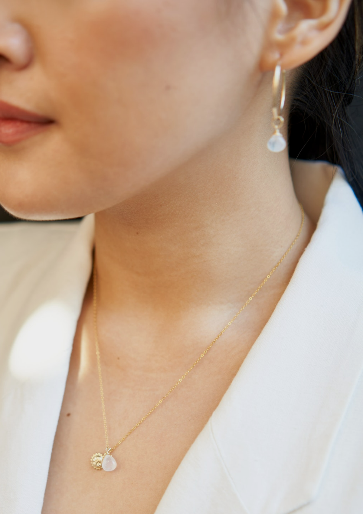 Moonstone Heart Hoop Earrings ERIJEWELRY